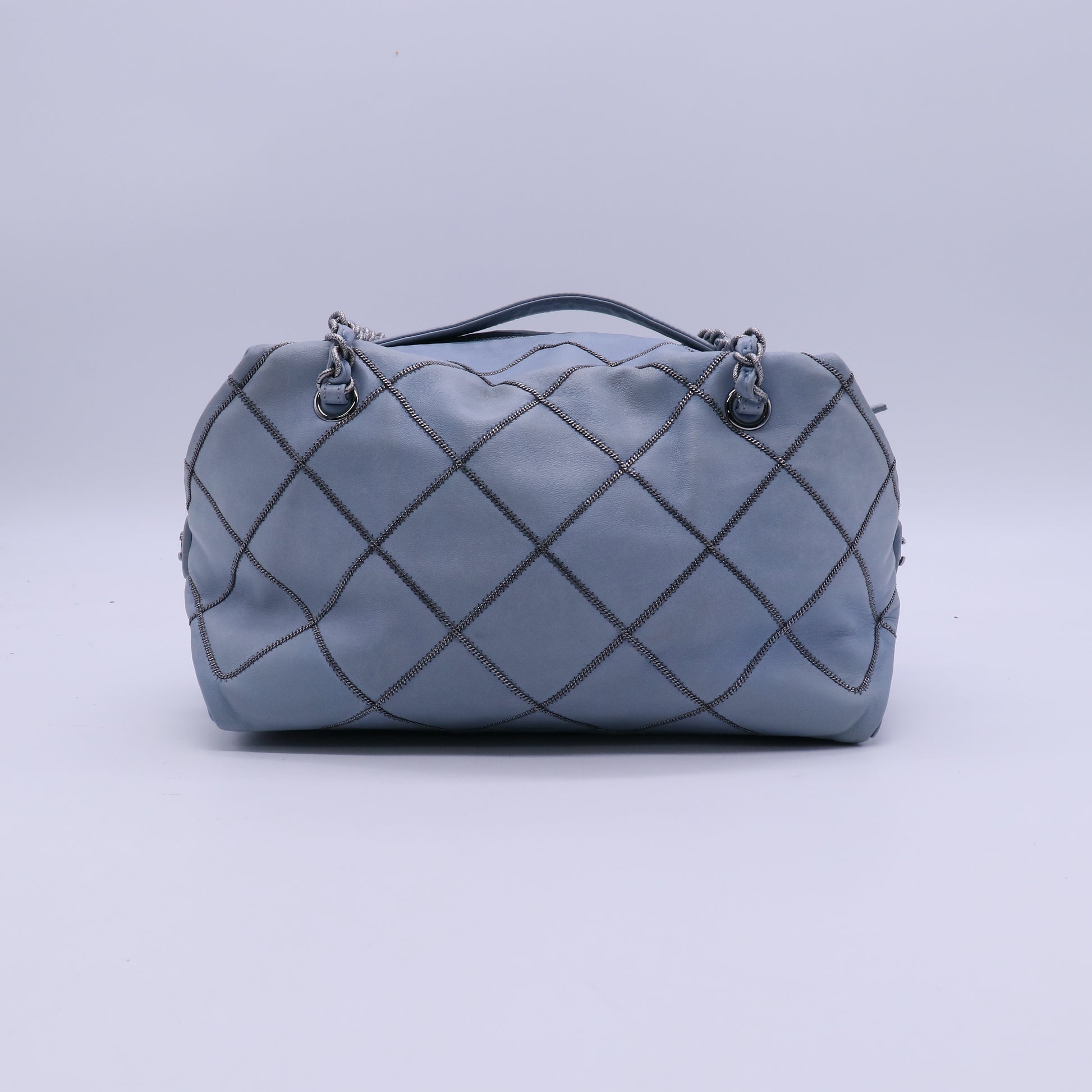 Chanel Soft Zip Bowler Bag Quilted Leather with Micro Chain Detail Medium B21254