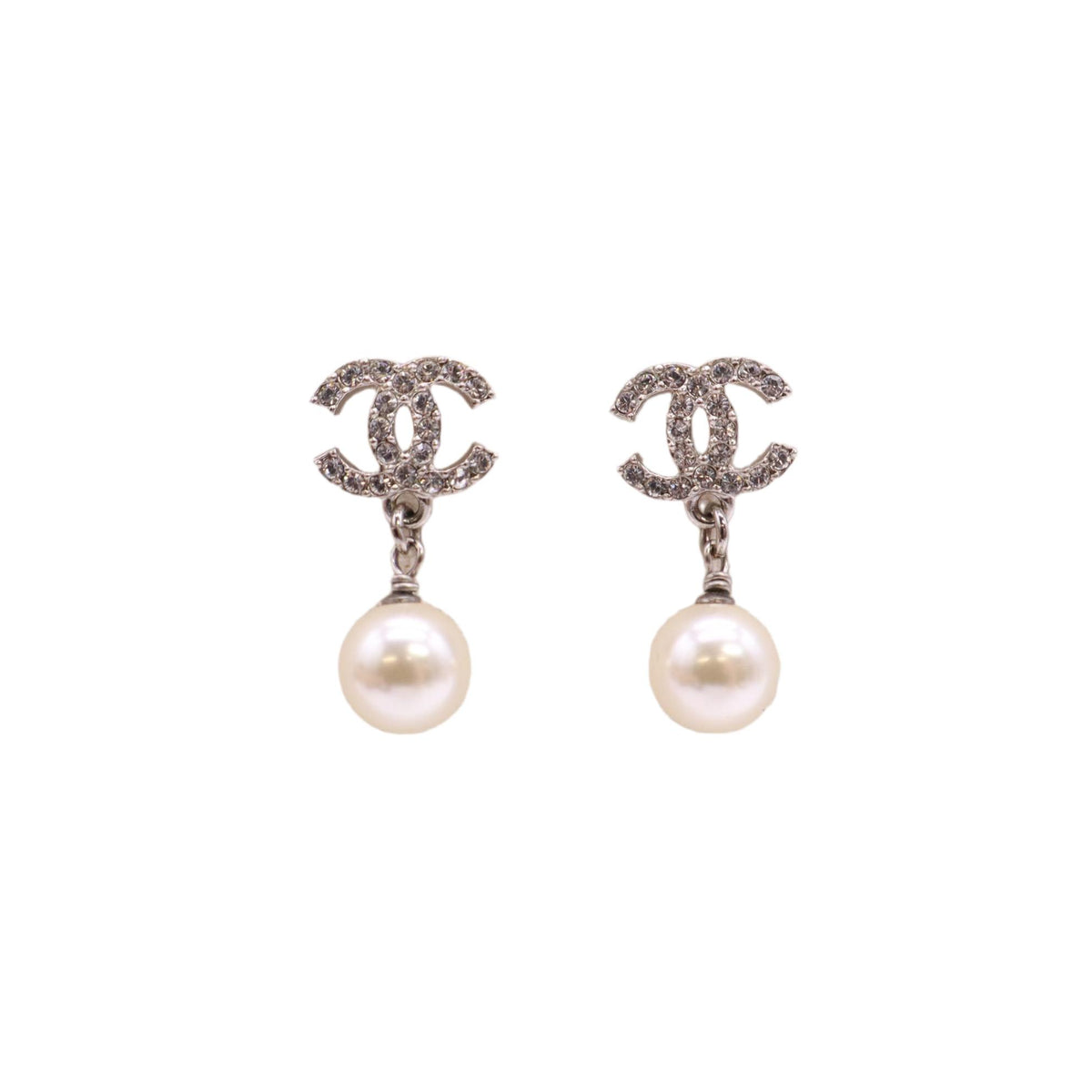 Chanel CC Crystal Pearl Drop Earrings W23582
