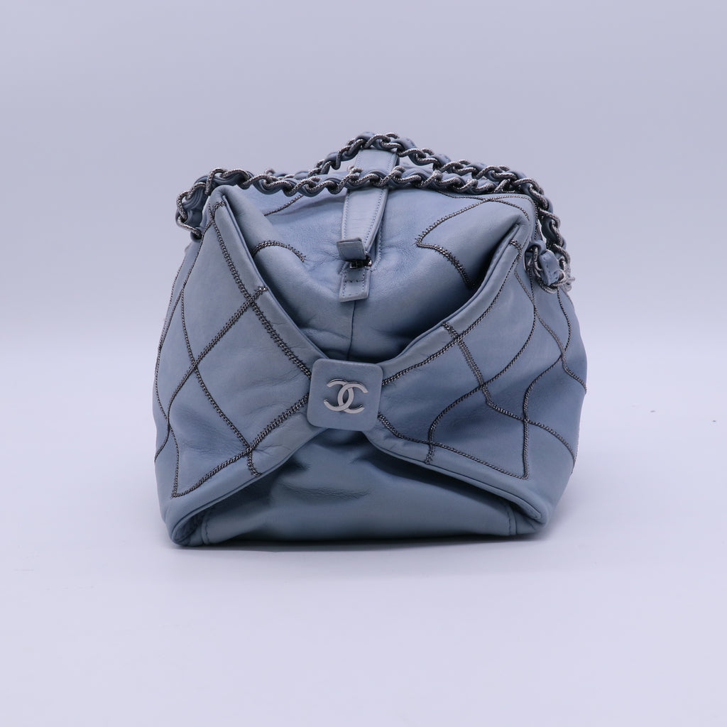 Chanel Soft Zip Bowler Bag Quilted Leather with Micro Chain Detail Medium B21254