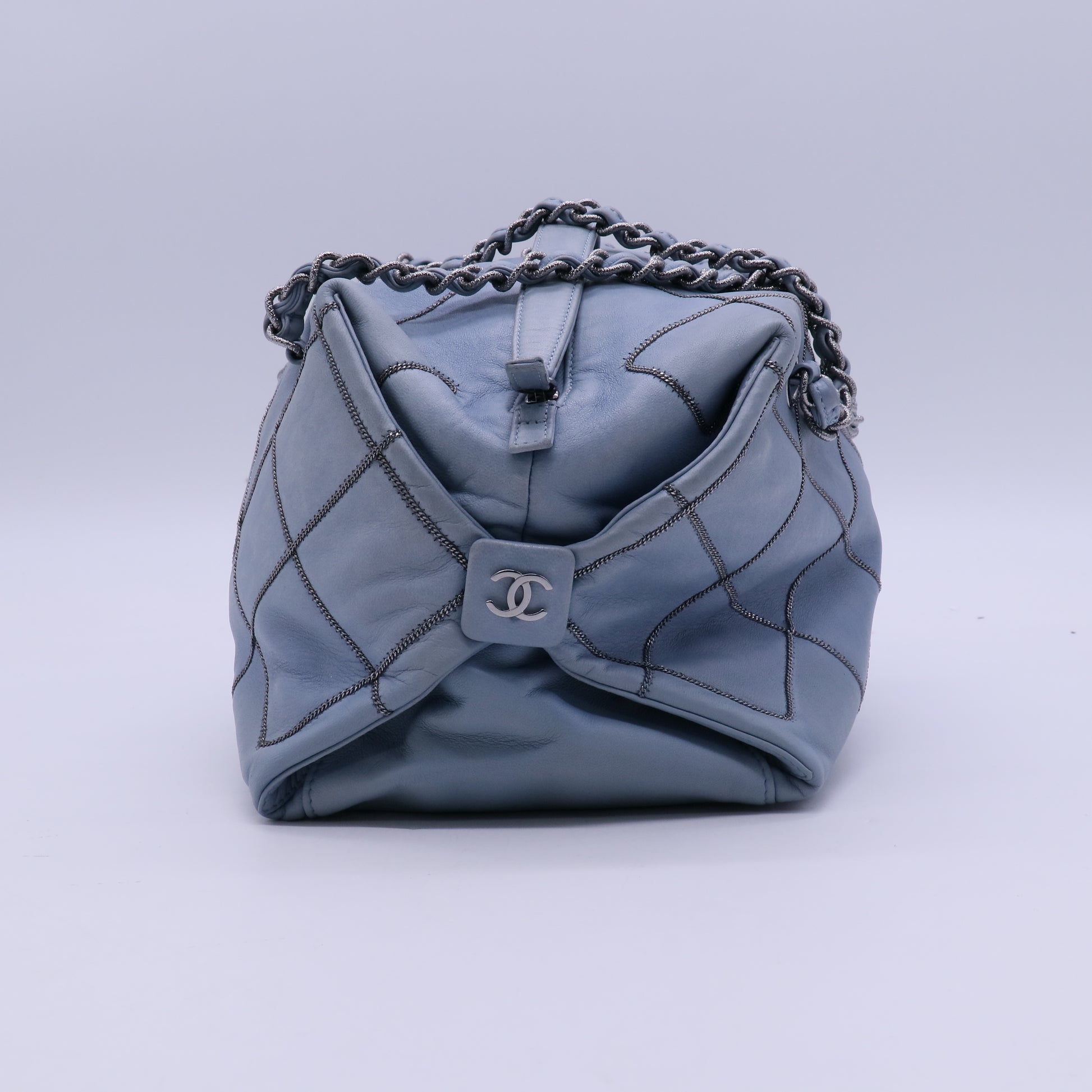 Chanel Soft Zip Bowler Bag Quilted Leather with Micro Chain Detail Medium B21254