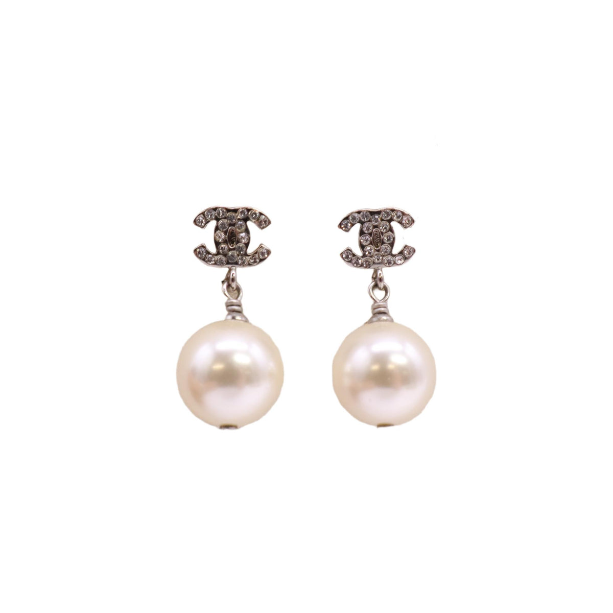 Chanel CC Crystal Pearl Drop Earrings W23566