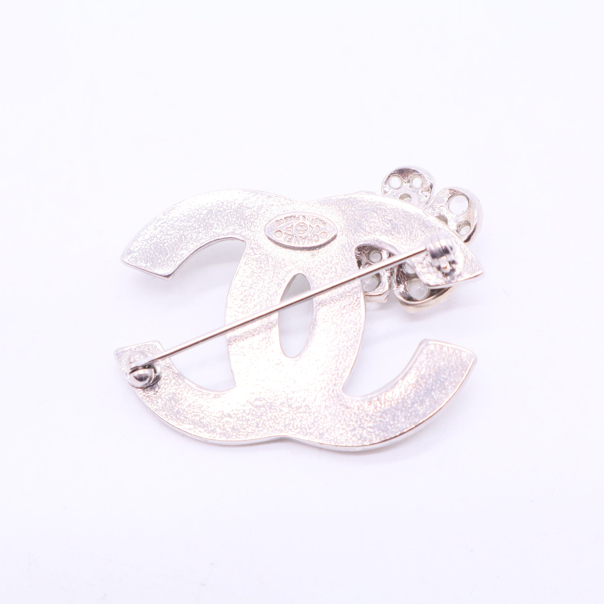 Crystal Green CC Logo Brooch W20189