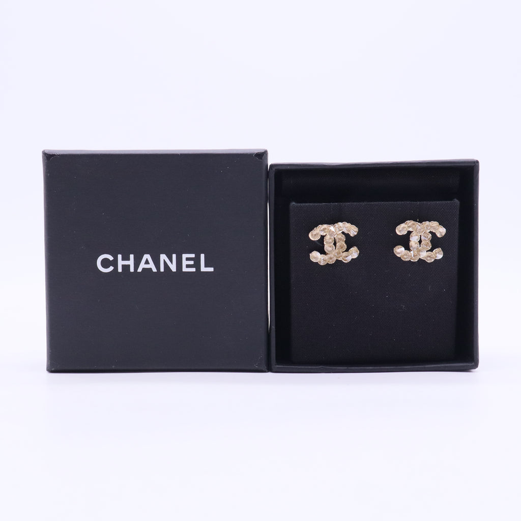 Crystal CC Earrings Light Gold W20175