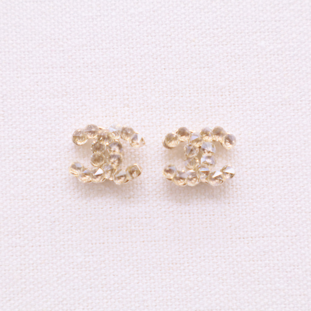 Crystal CC Earrings Light Gold W20175