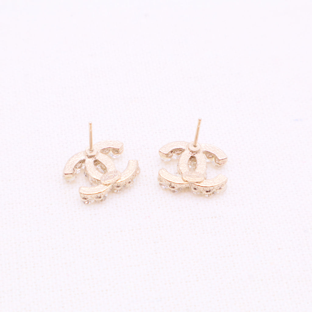 Crystal CC Earrings Light Gold W20175