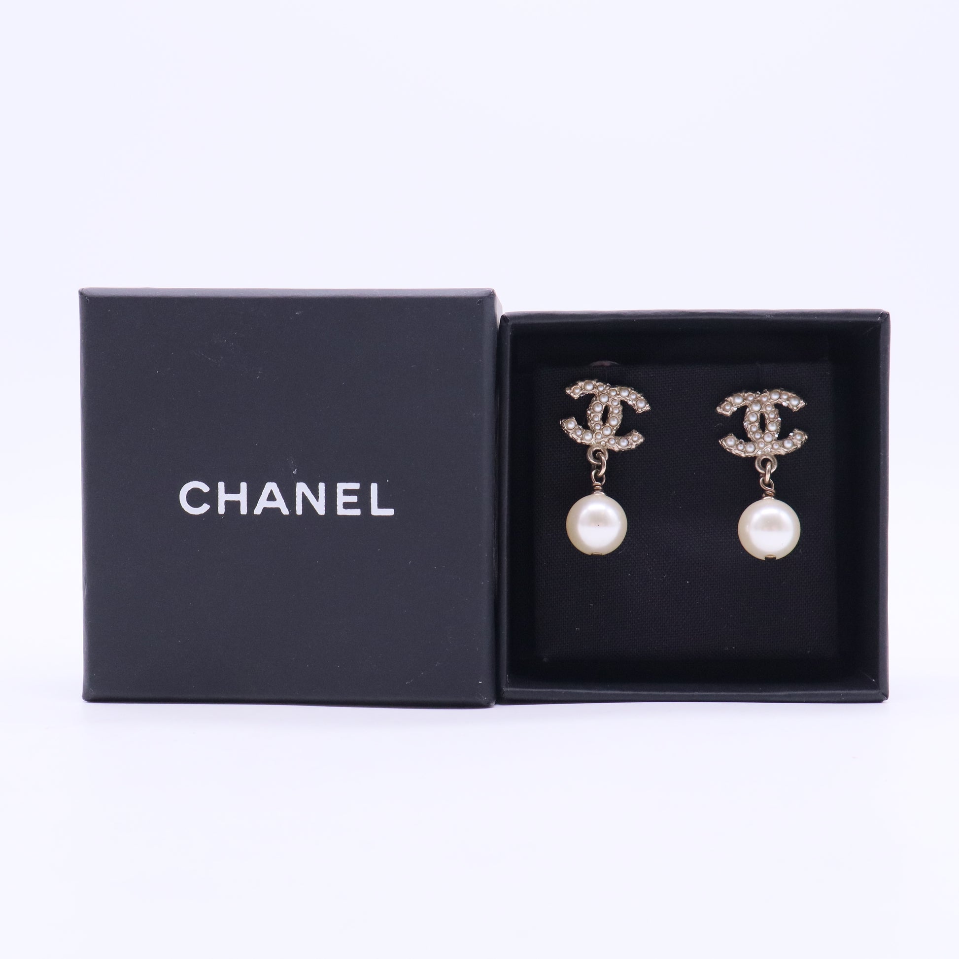 Crystal Pearl CC Drop Earrings Silver W20176