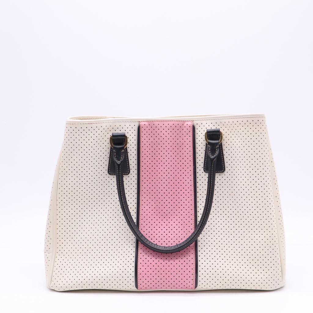 Prada Tricolor Saffiano Lux Leather Perforated Tote  B21200