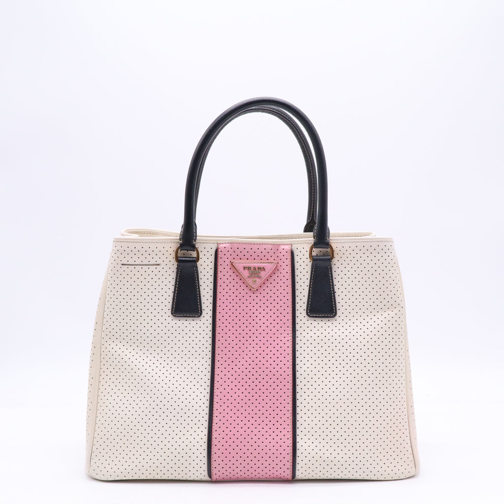 Prada Tricolor Saffiano Lux Leather Perforated Tote  B21200