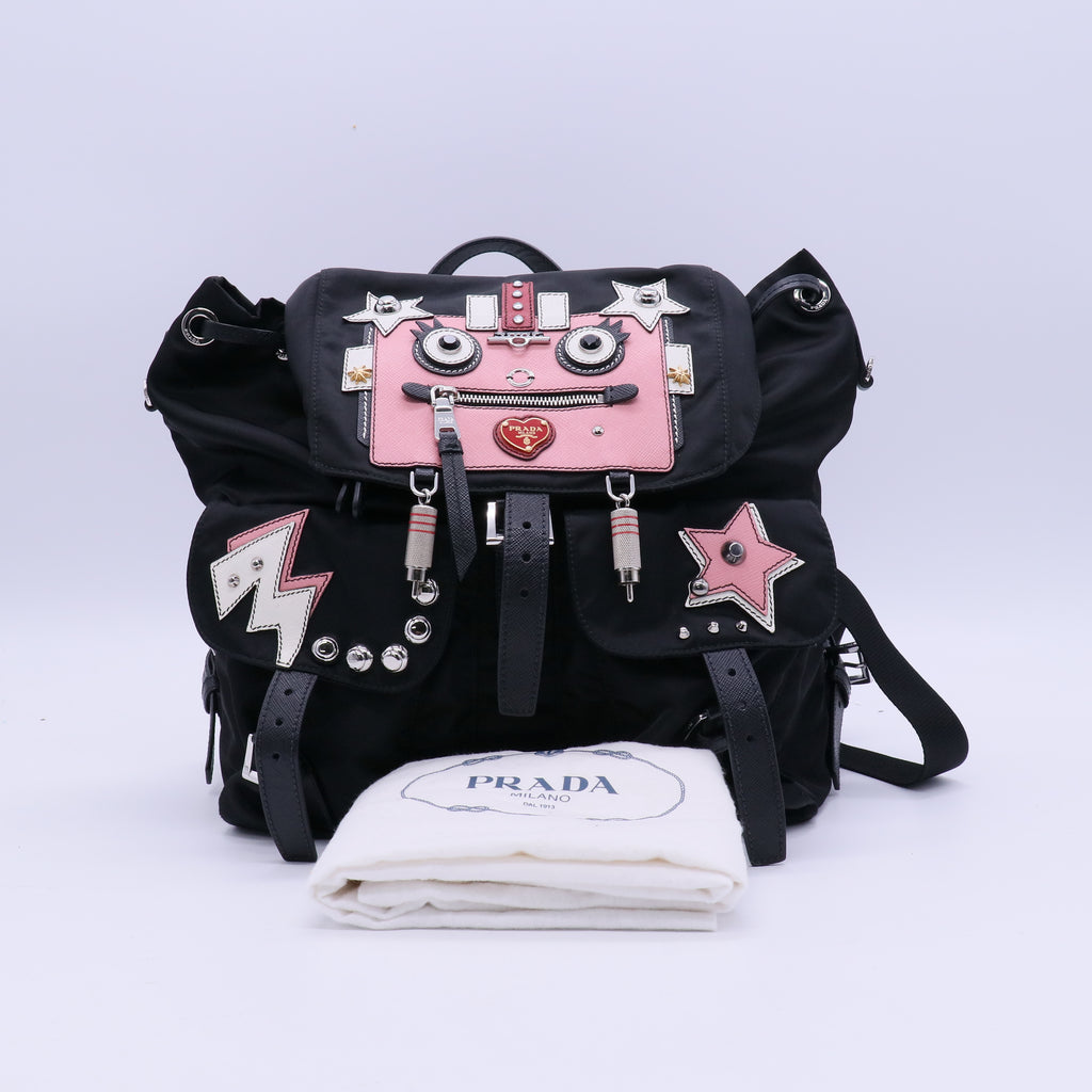 Prada Backpack Nylon Black/ Multicoloured twins LDJ3864