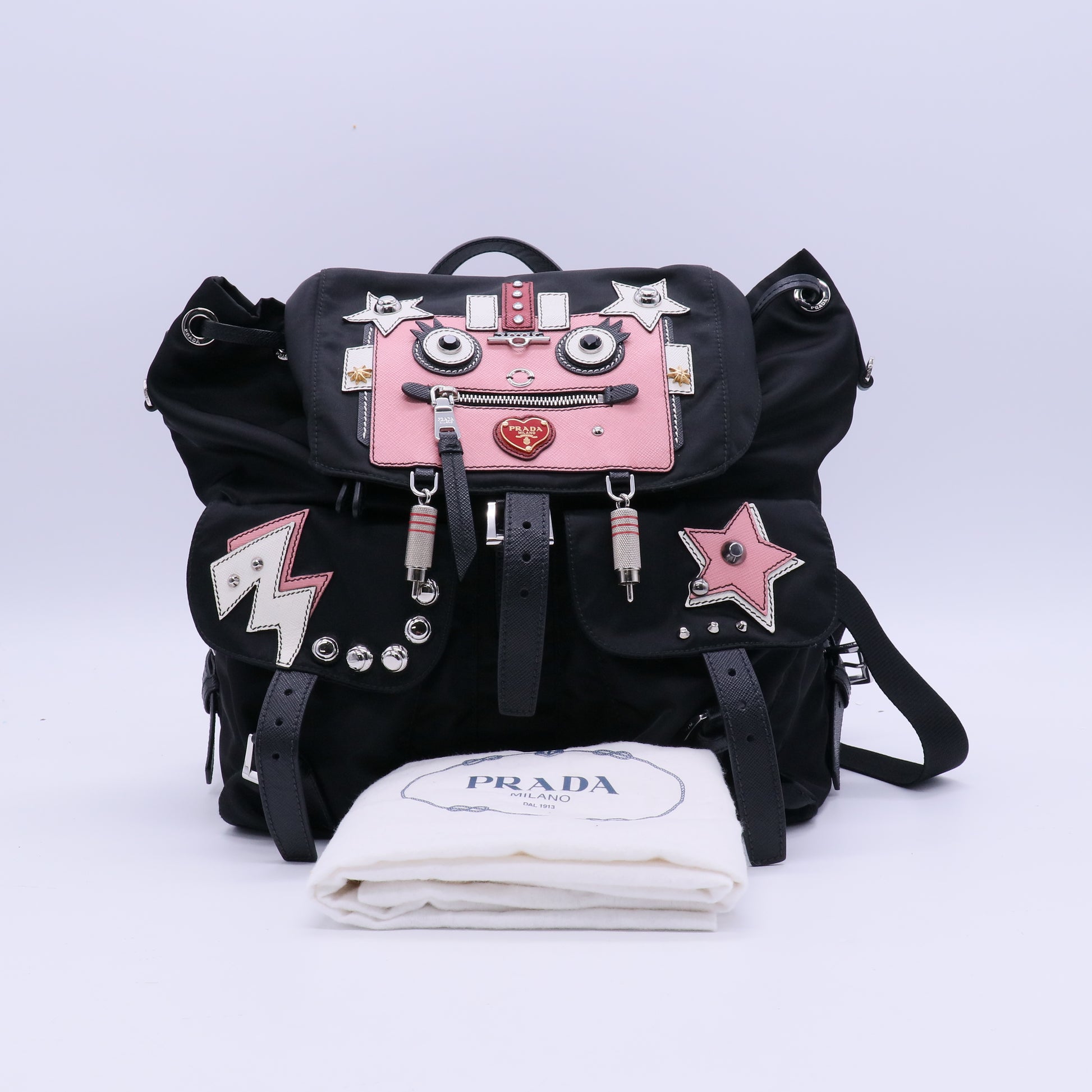Prada Backpack Nylon Black/ Multicoloured twins LDJ3864