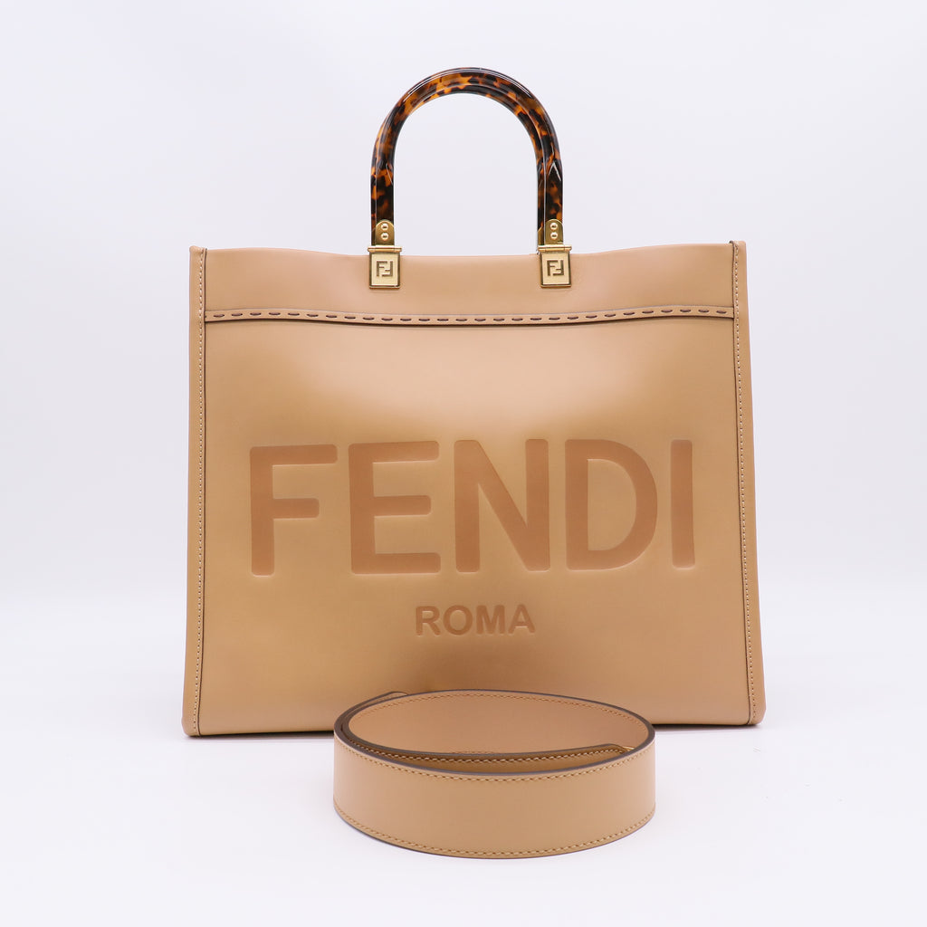 Fendi Sunshine Medium Leather Tote Bag Beige B22931