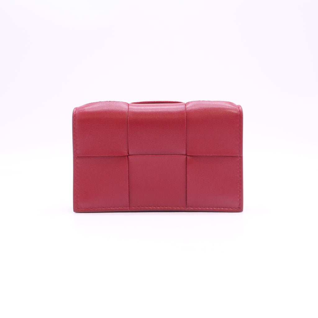 Intrecciato Weave Leather Card Holder W23601