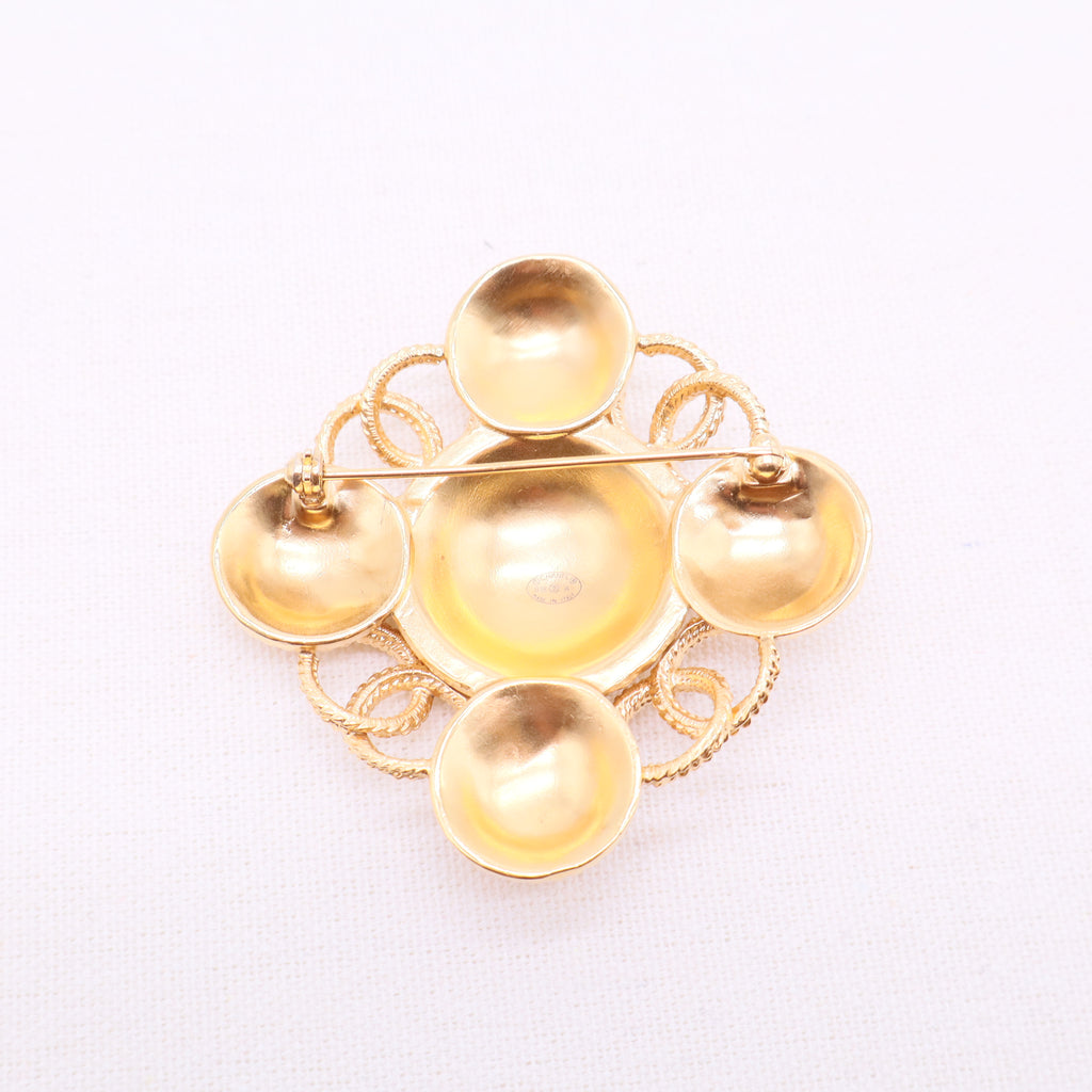 Gold-tone metal CC-logo medallion brooch W20185