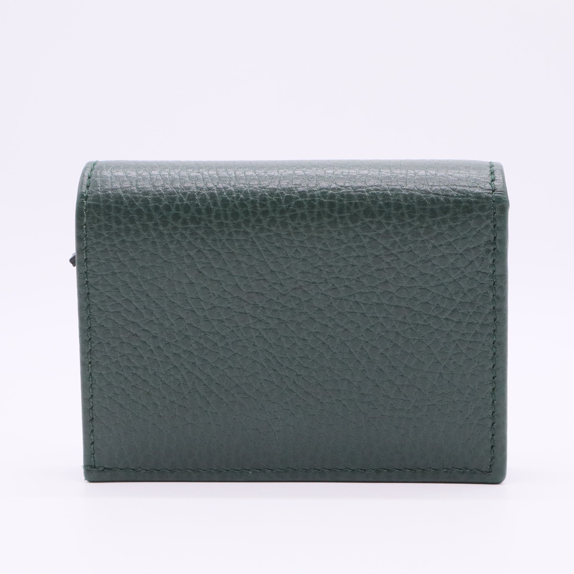 Calfskin Garden Bat Card Case Dark Green