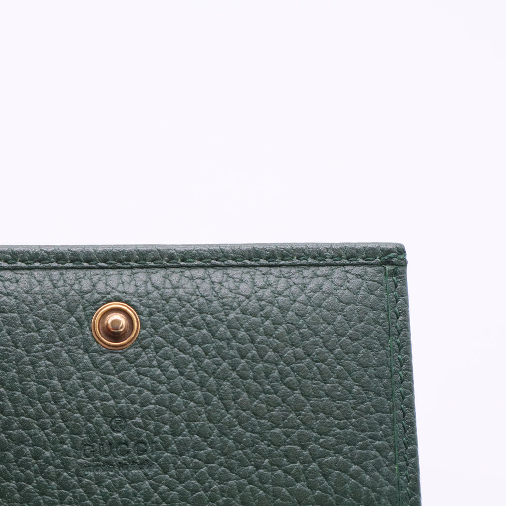 Calfskin Garden Bat Card Case Dark Green