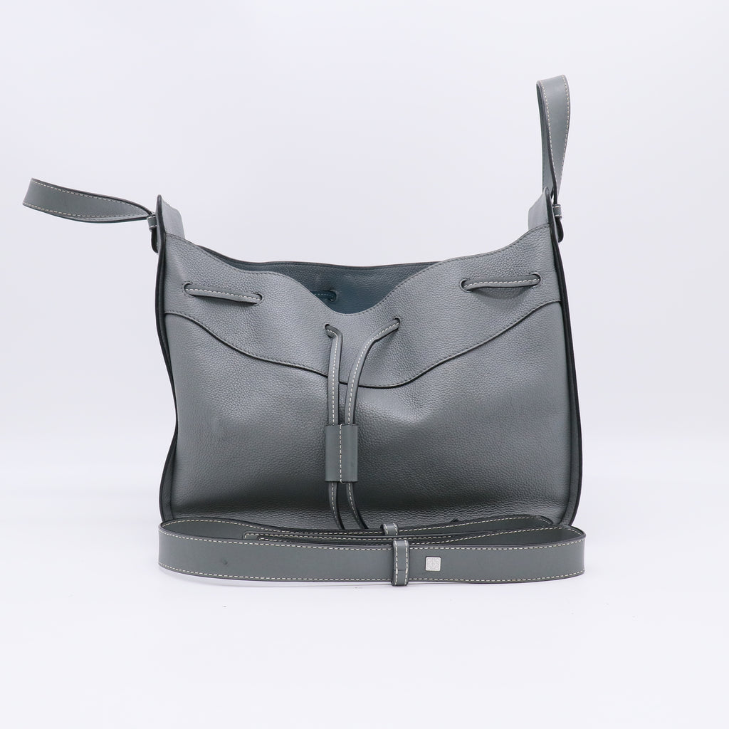 Loewe Medium Flamenco Knot Tote Bag in Dark Grey Grained Leather B22632