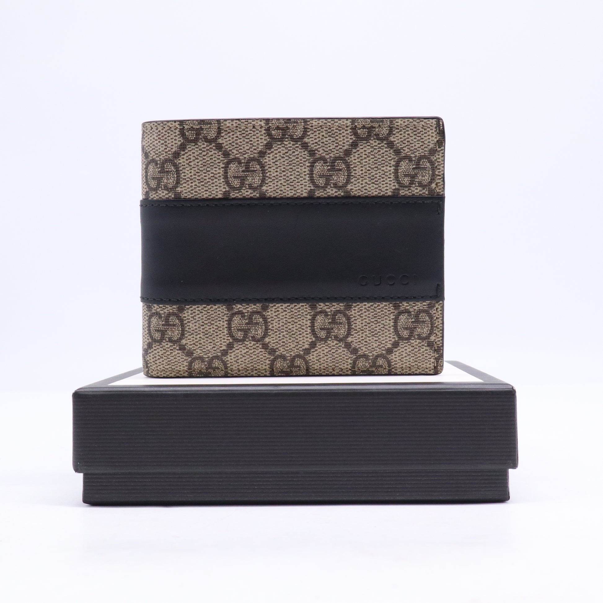 Gucci GG Supreme Wallet with Leather Detail W21044