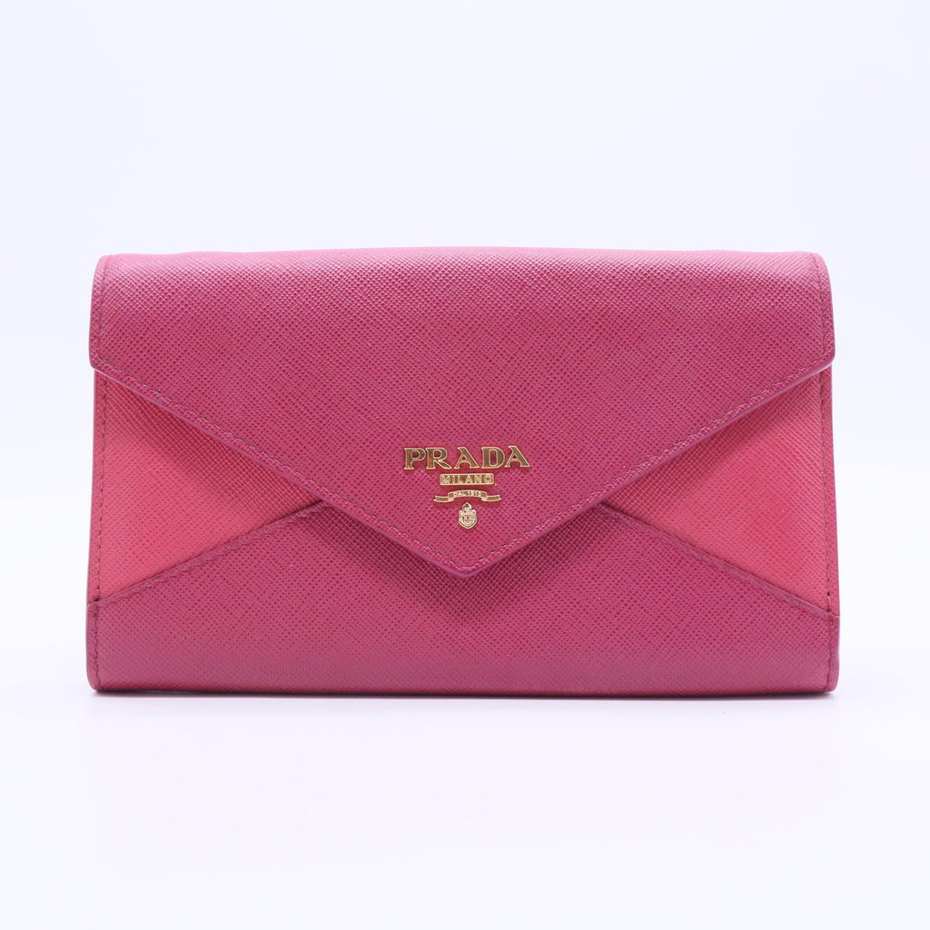 Autre Marque Prada Saffiano Bicolor Letter Wallet W20088