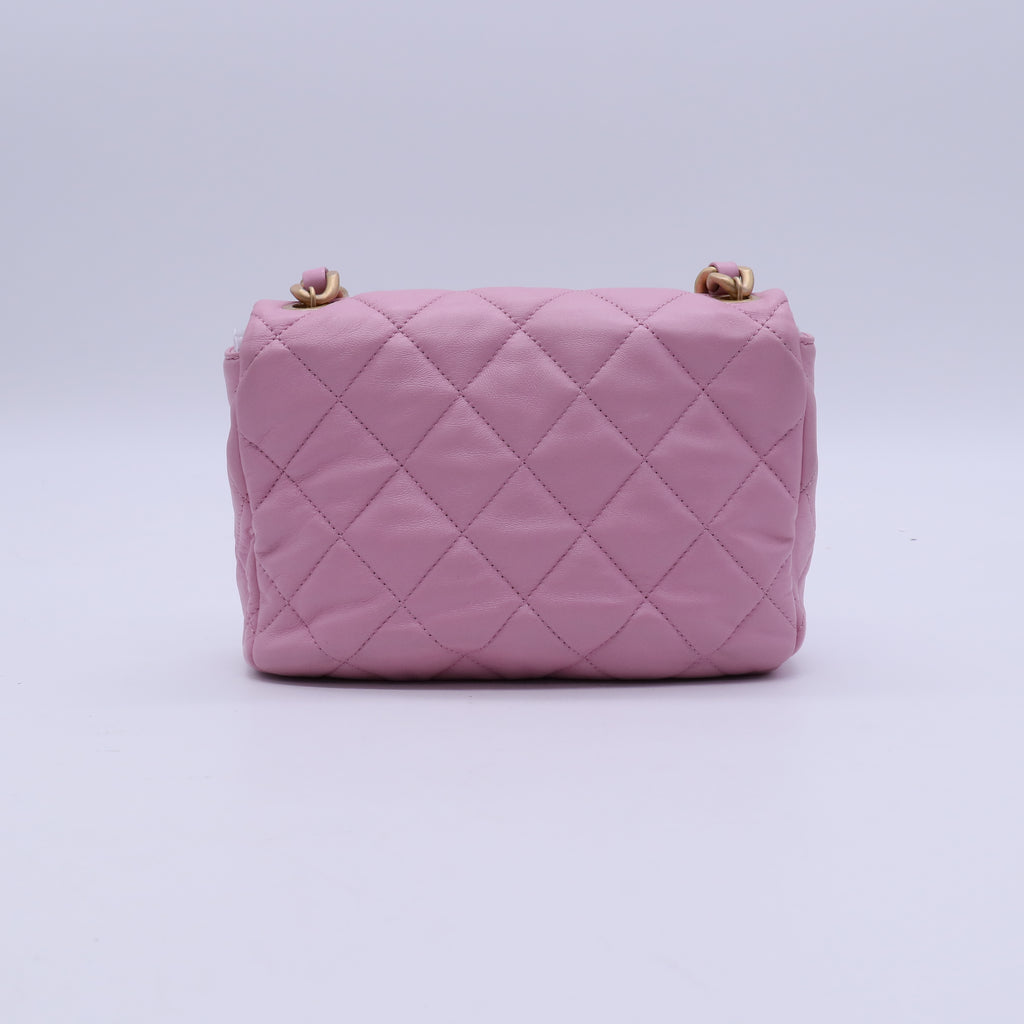 Chanel Lacquered Metal CC Flap Bag Quilted Lambskin Small  B21885