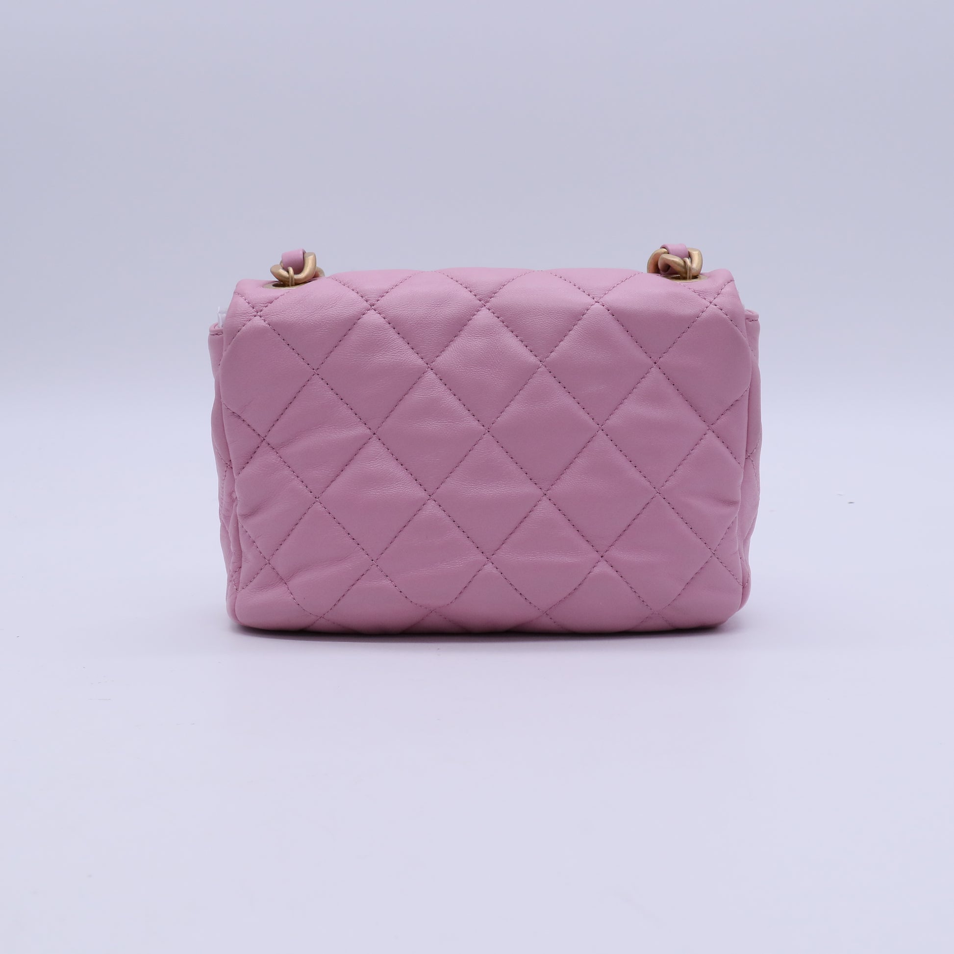 Chanel Lacquered Metal CC Flap Bag Quilted Lambskin Small  B21885