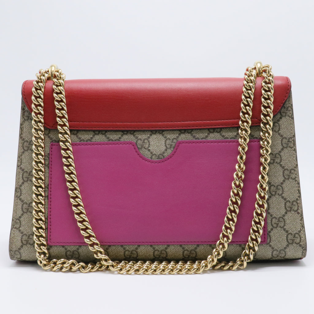 Red GG Supreme Coated Canvas Padlock Medium Shoulder Bag