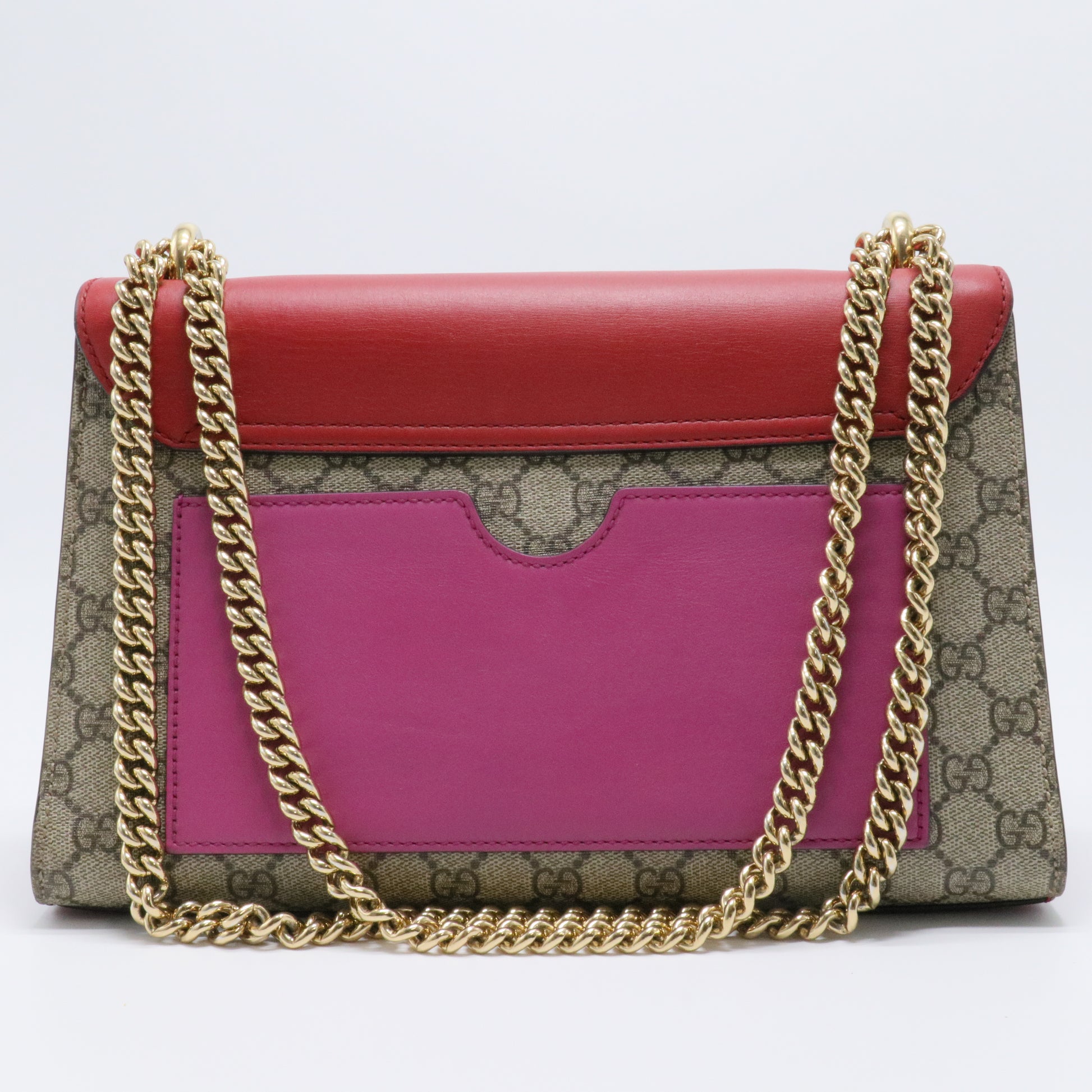 Red GG Supreme Coated Canvas Padlock Medium Shoulder Bag
