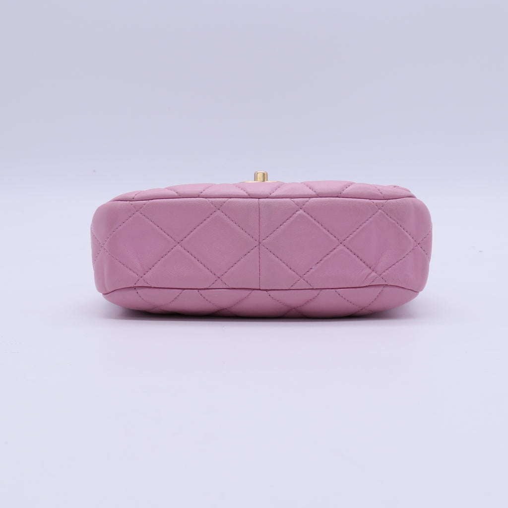 Chanel Lacquered Metal CC Flap Bag Quilted Lambskin Small  B21885