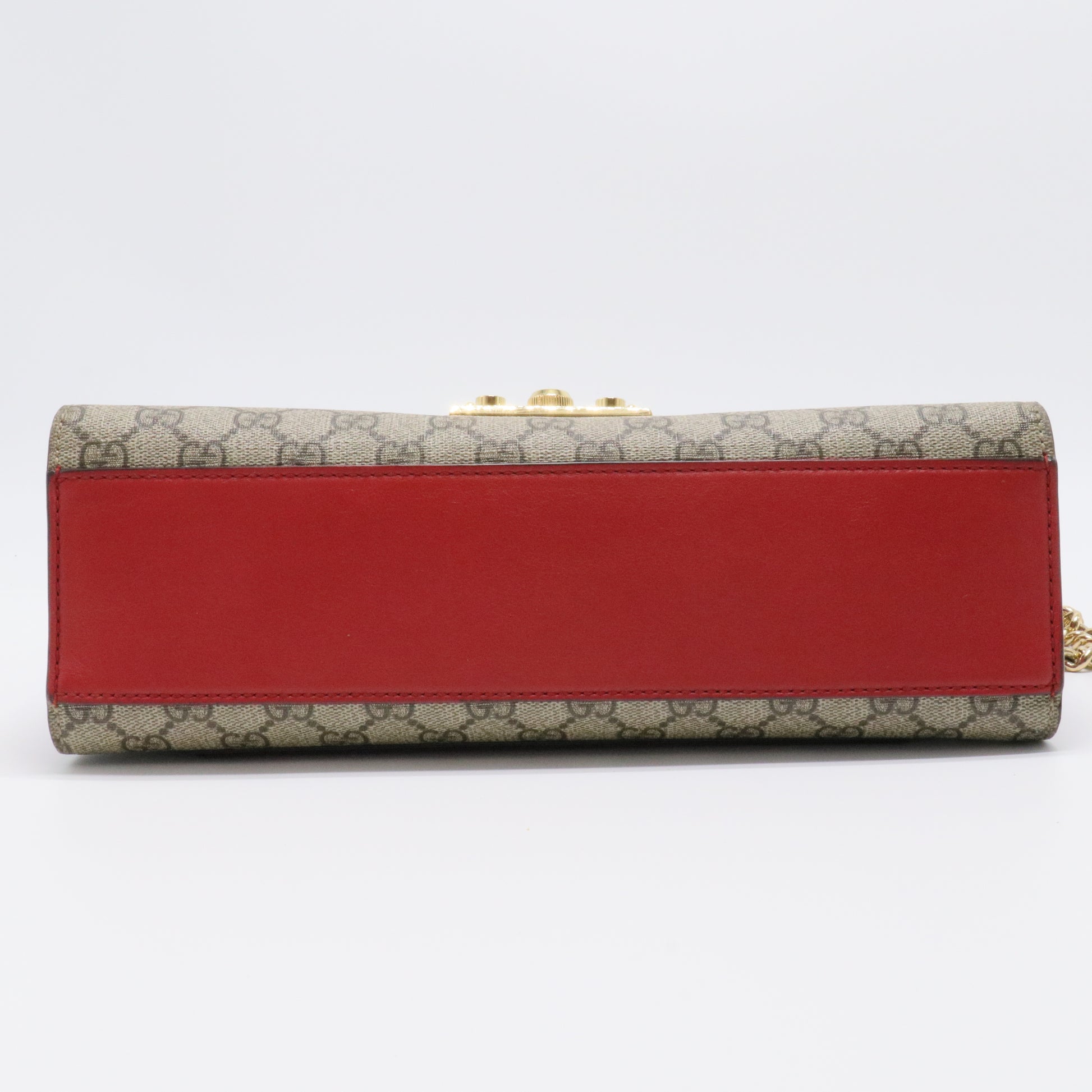 Red GG Supreme Coated Canvas Padlock Medium Shoulder Bag