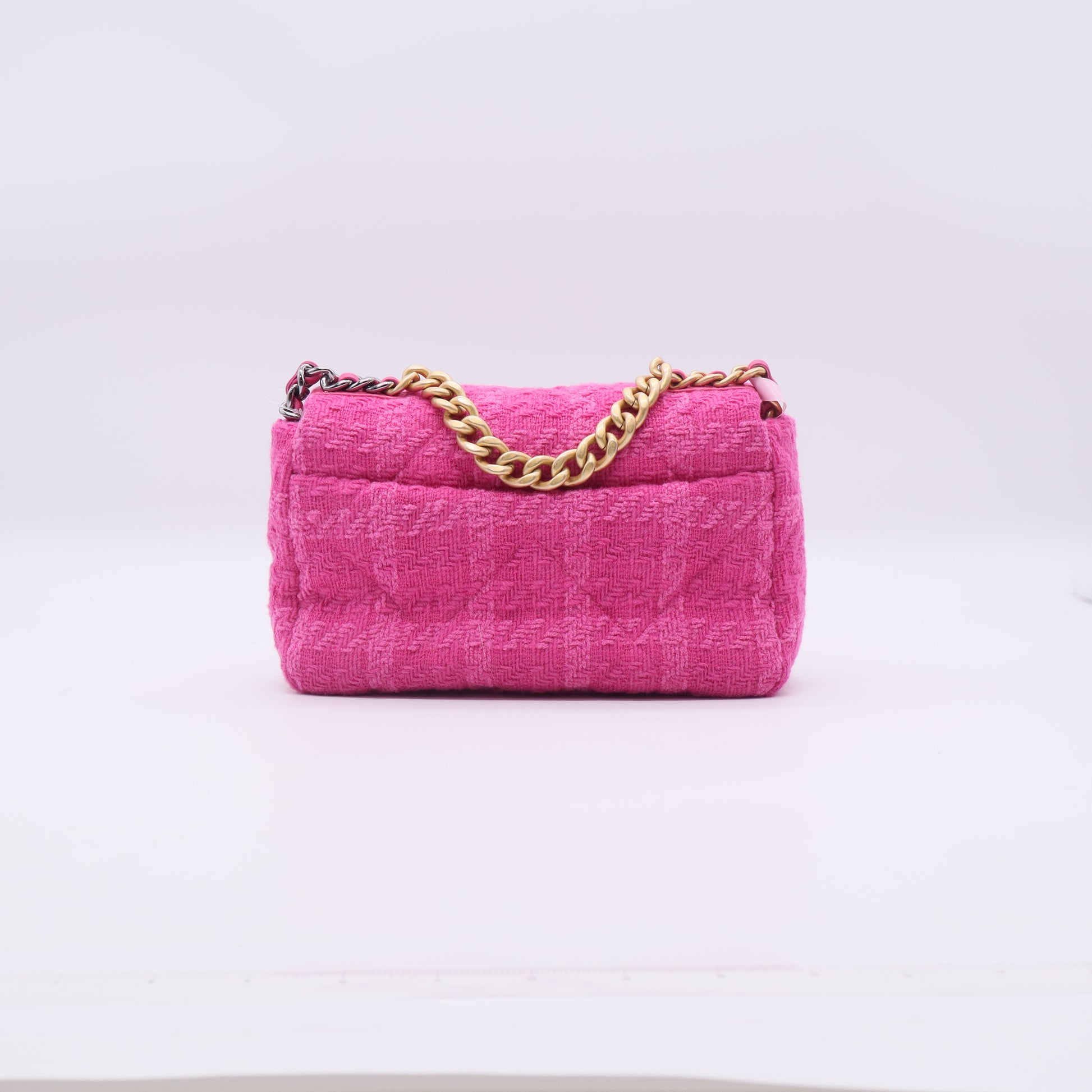 Chanel Pink Quilted Tweed Chanel 19 Small Flap Bag twins LDJ3370