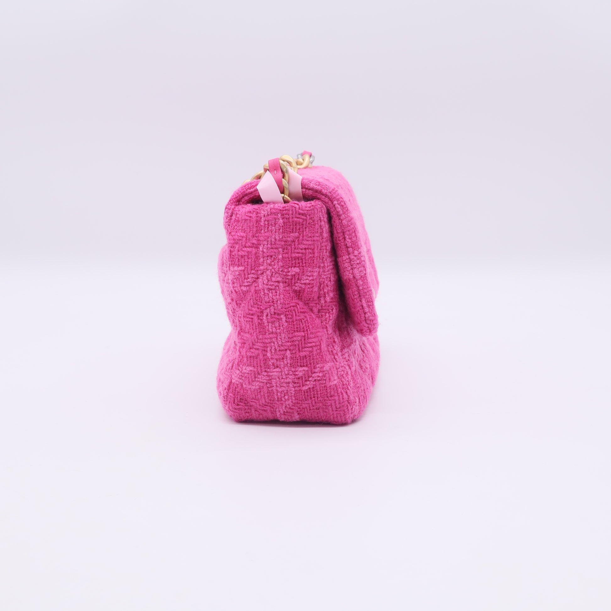 Chanel Pink Quilted Tweed Chanel 19 Small Flap Bag twins LDJ3370
