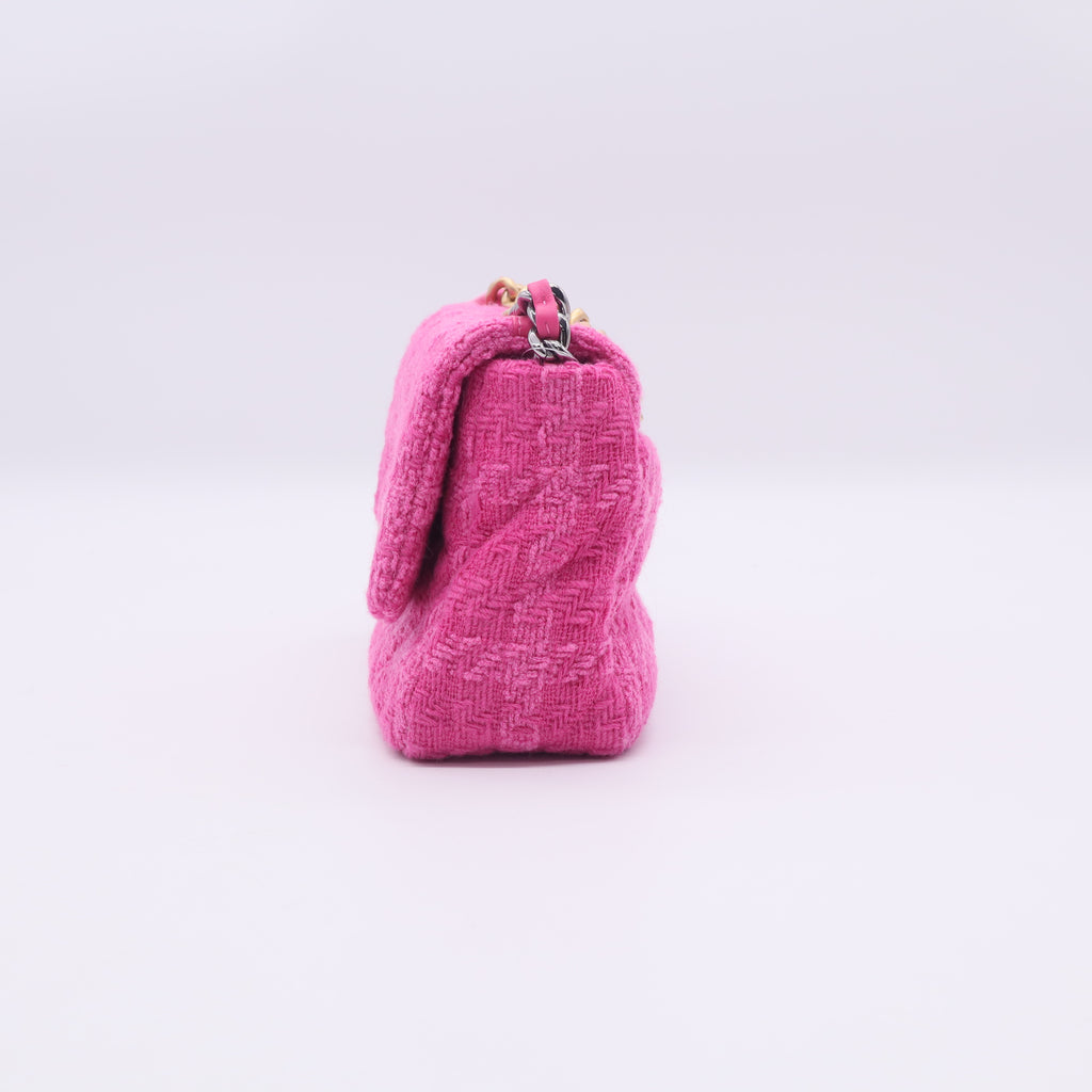 Chanel Pink Quilted Tweed Chanel 19 Small Flap Bag twins LDJ3370