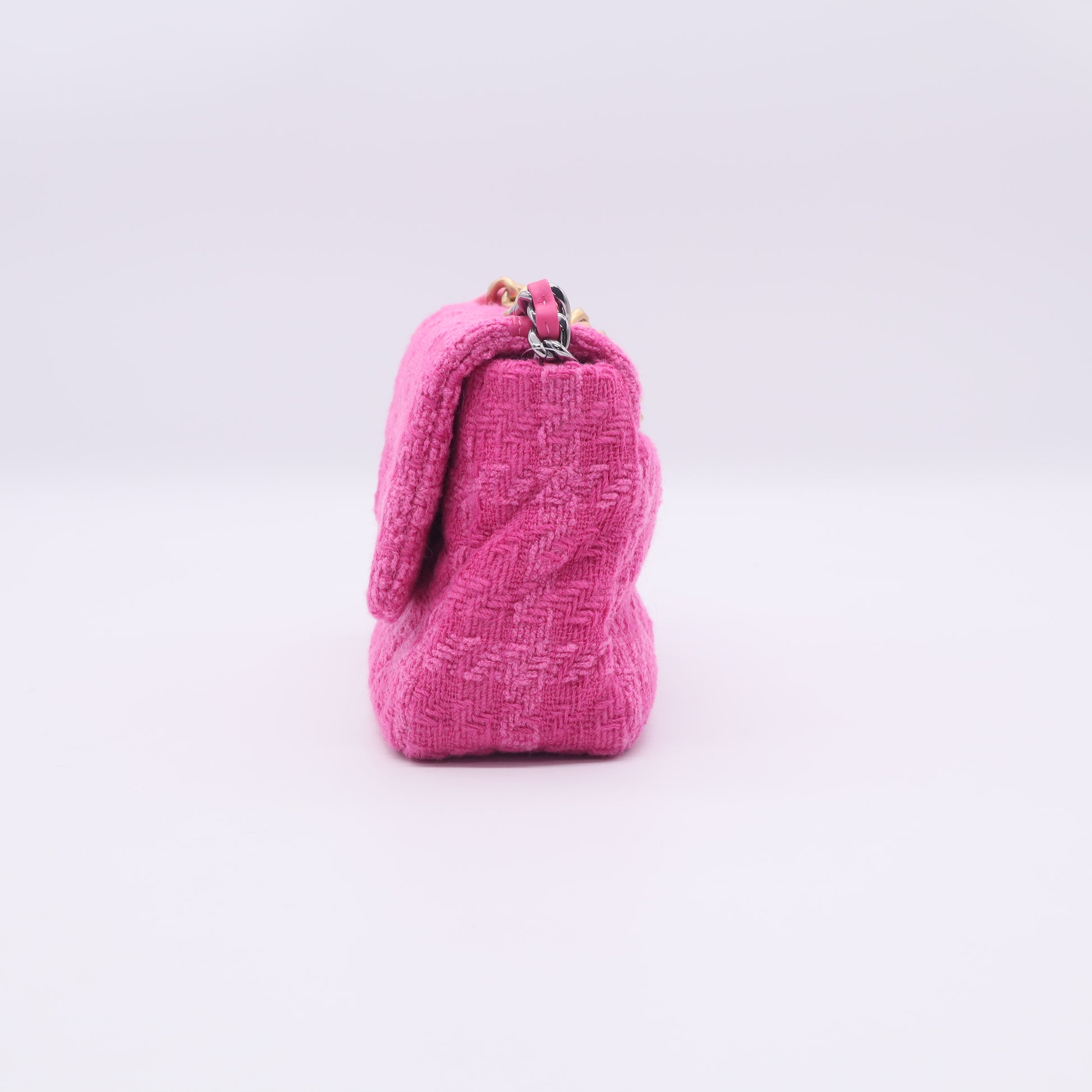 Chanel Pink Quilted Tweed Chanel 19 Small Flap Bag twins LDJ3370