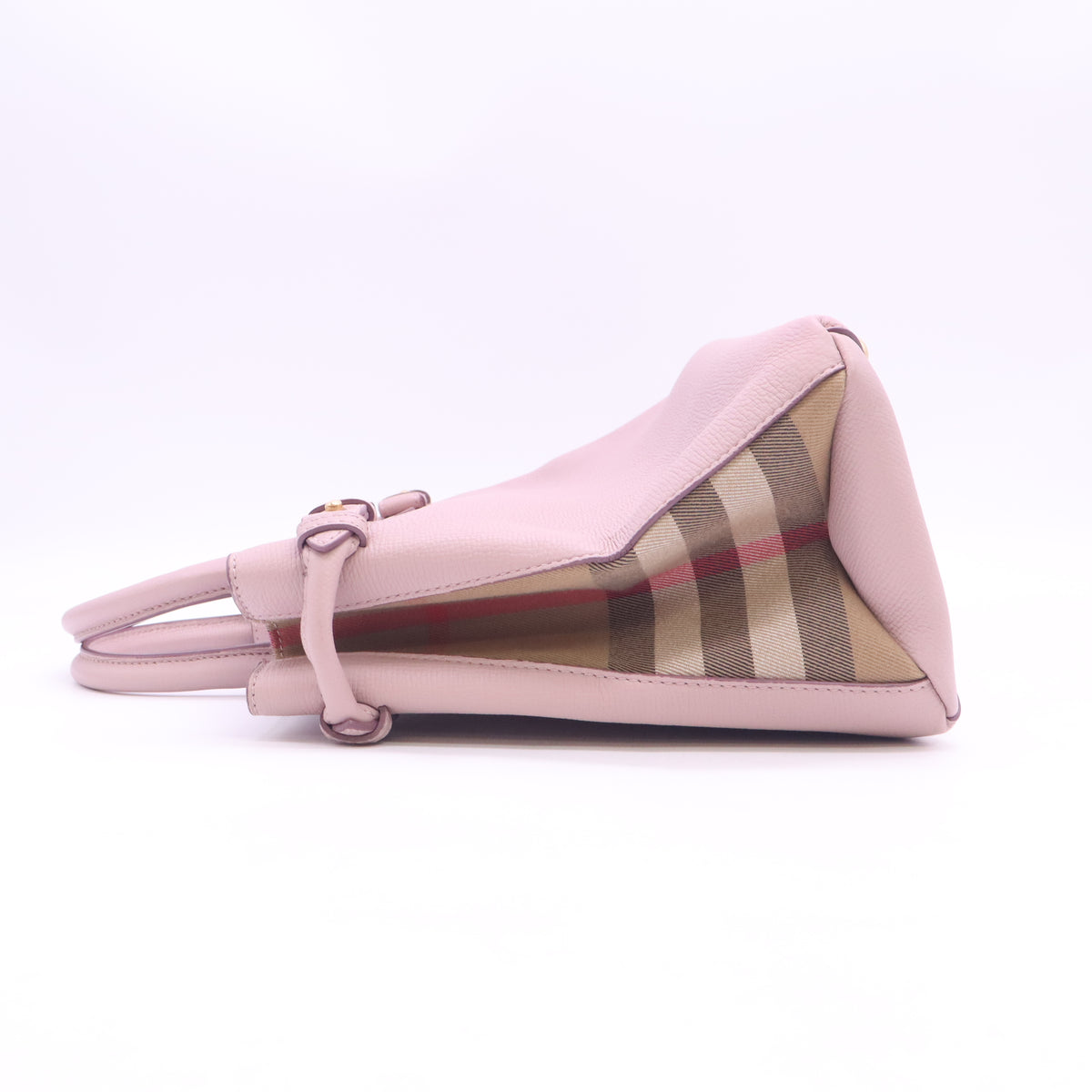 Banner Tote Leather and House Check Canvas B24561