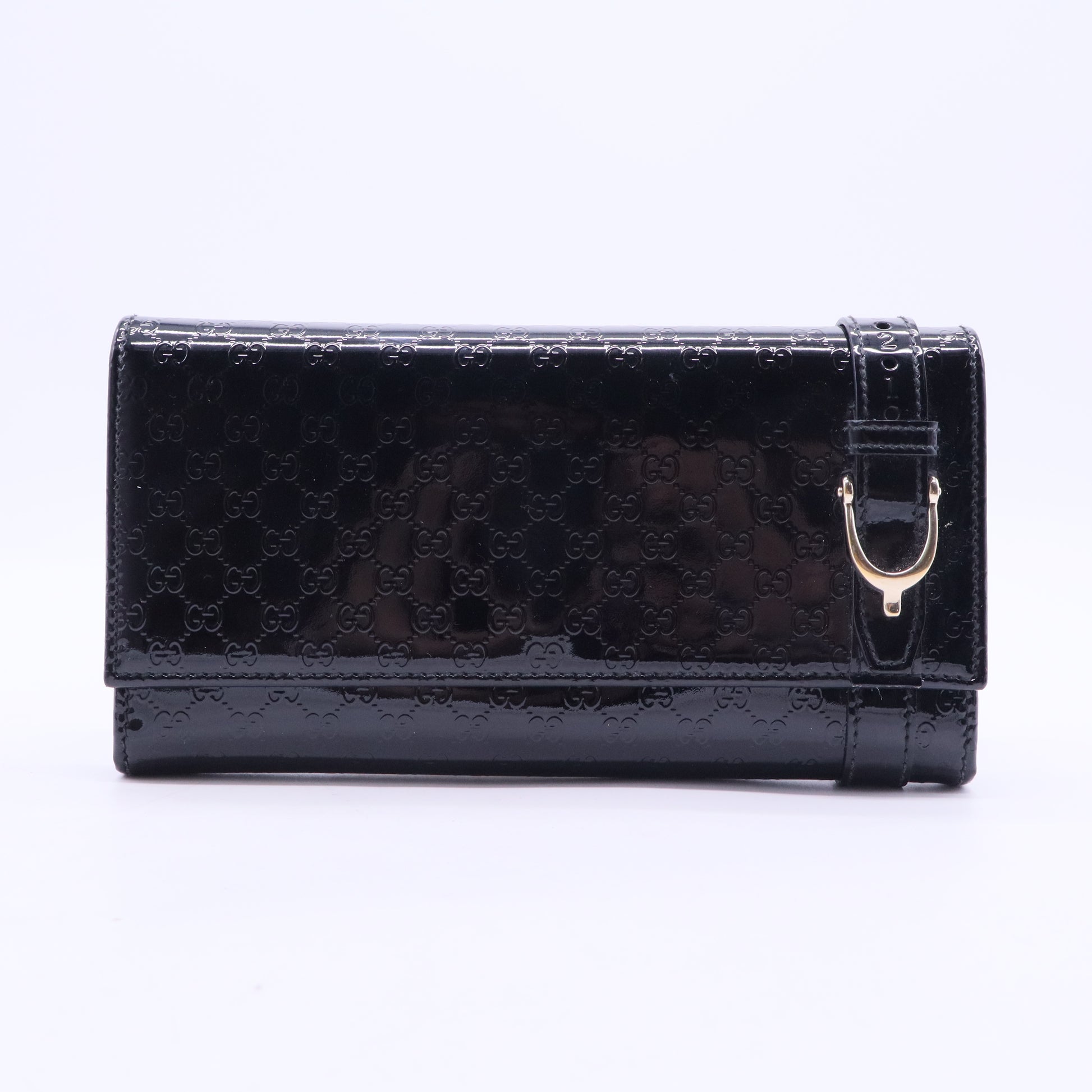 Black MicroGuccissima Patent Leather Continental Wallet W20133