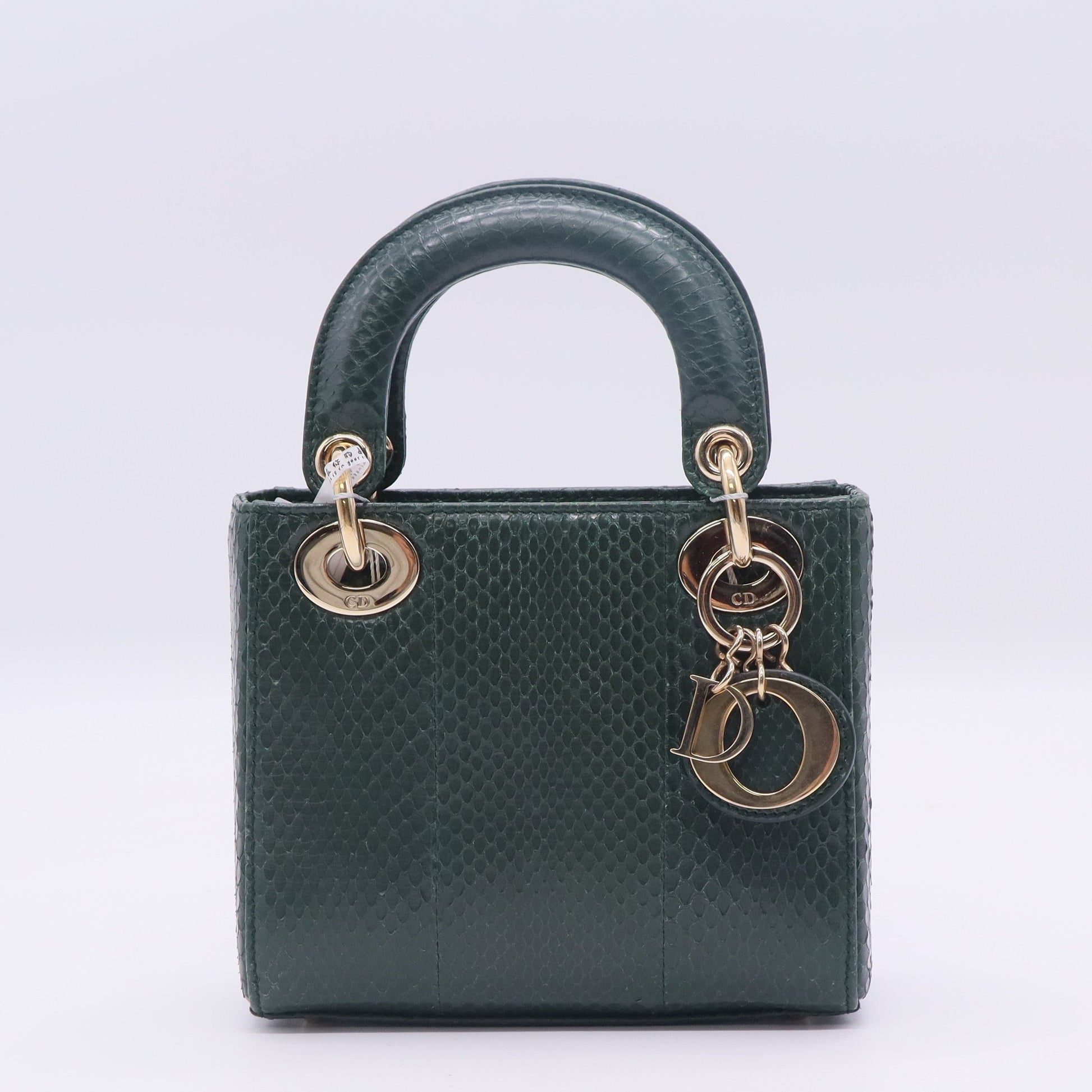 Christian Dior Shiny Snakeskin Mini Lady Dior Emerald Green twins LDJ3393