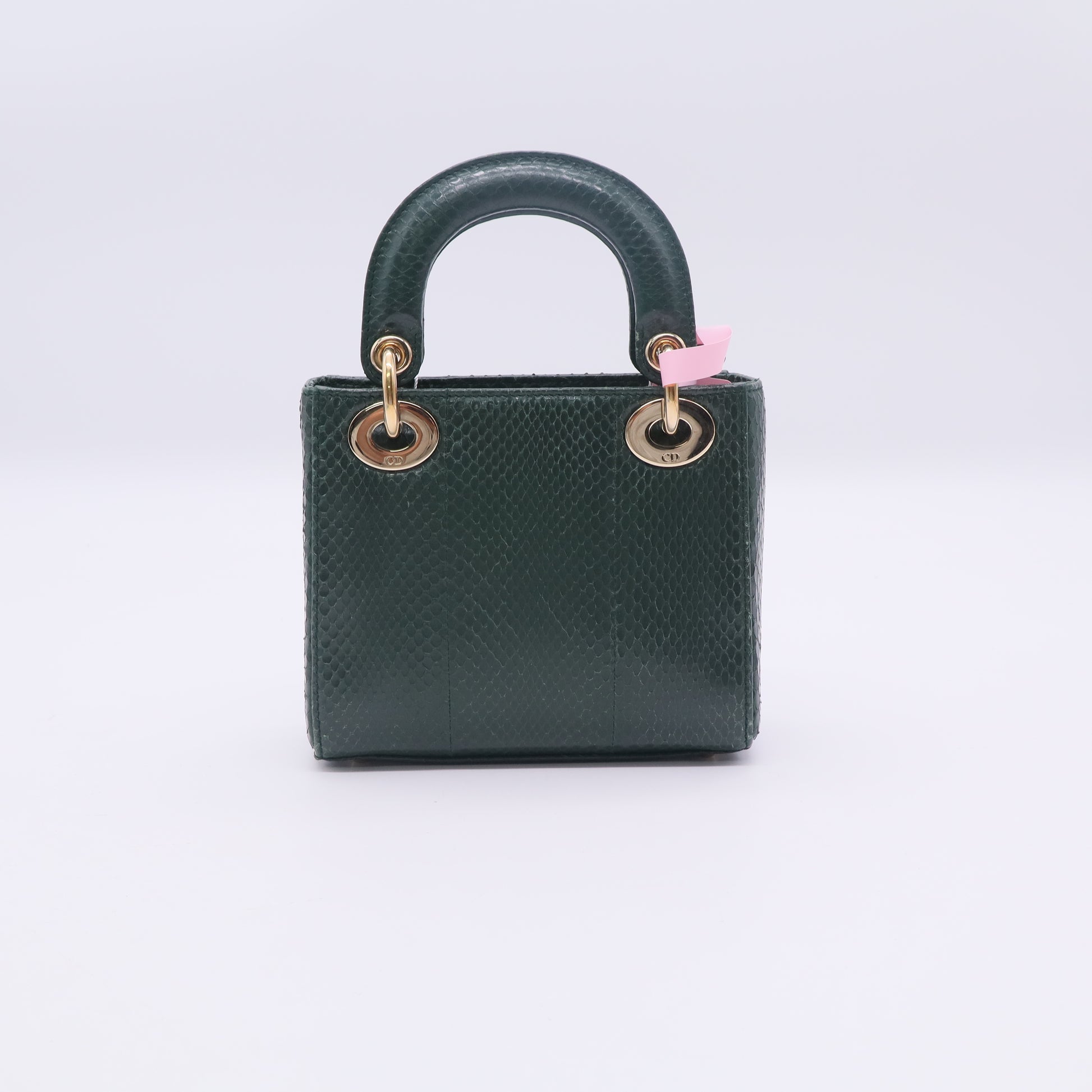 Christian Dior Shiny Snakeskin Mini Lady Dior Emerald Green twins LDJ3393