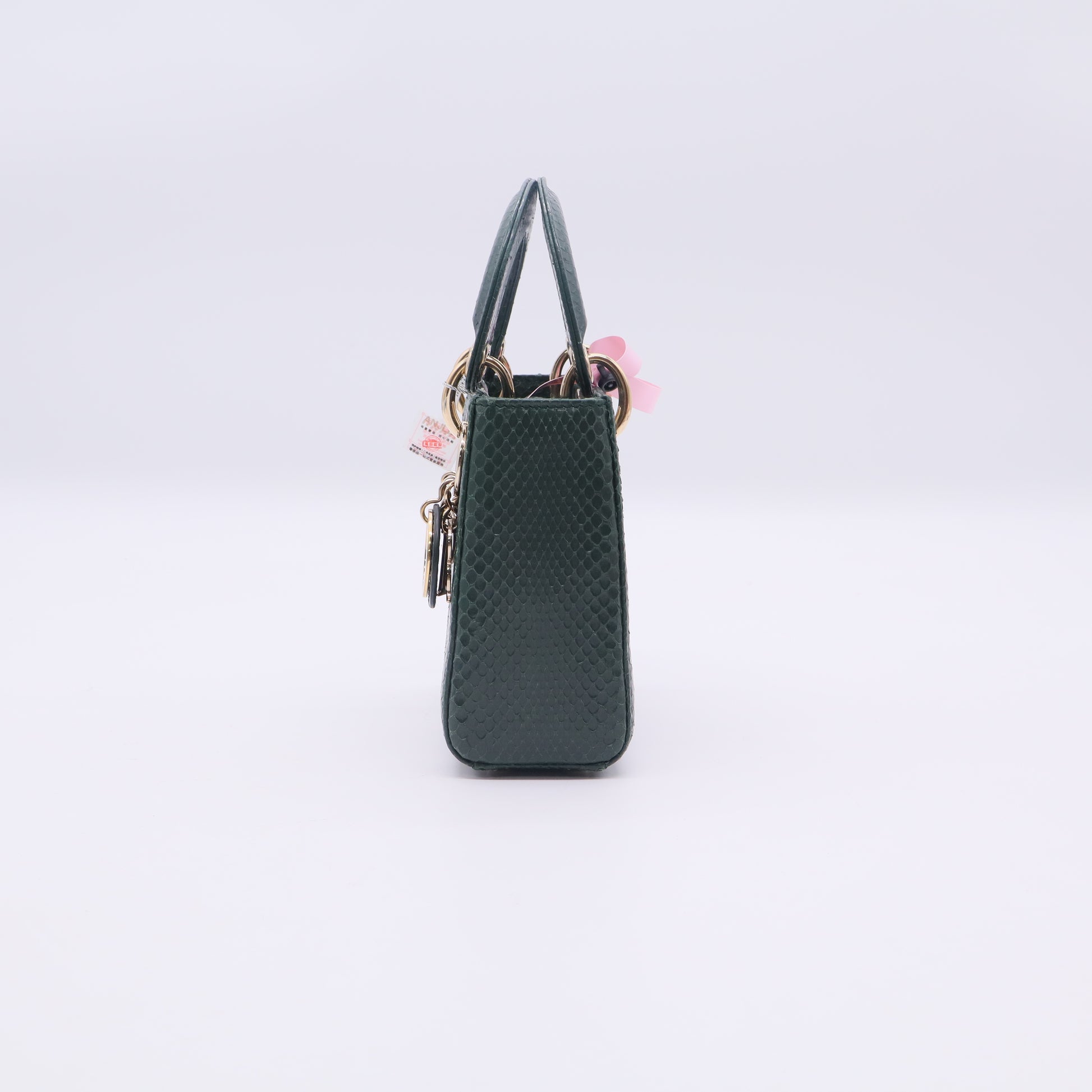 Christian Dior Shiny Snakeskin Mini Lady Dior Emerald Green twins LDJ3393