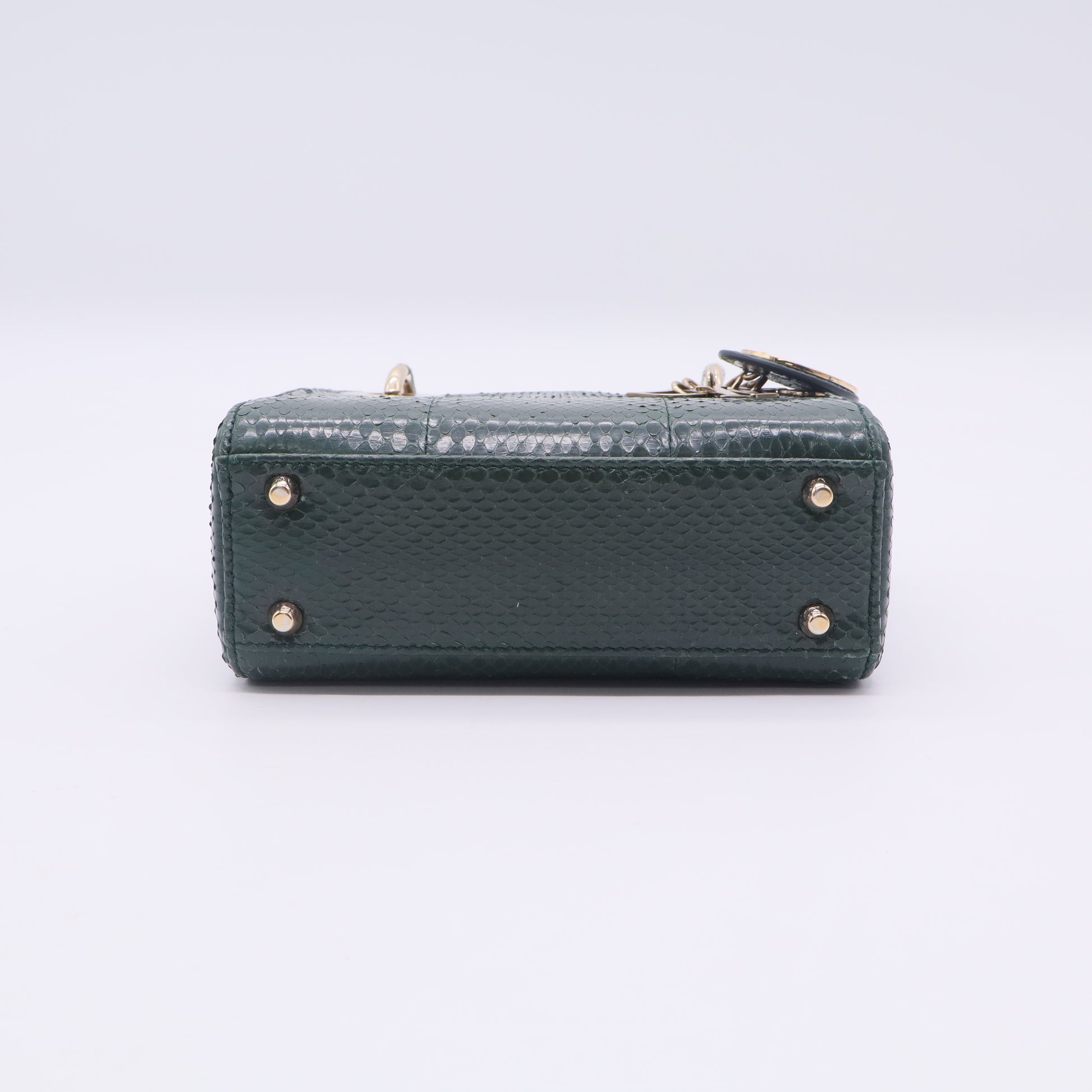 Christian Dior Shiny Snakeskin Mini Lady Dior Emerald Green twins LDJ3393