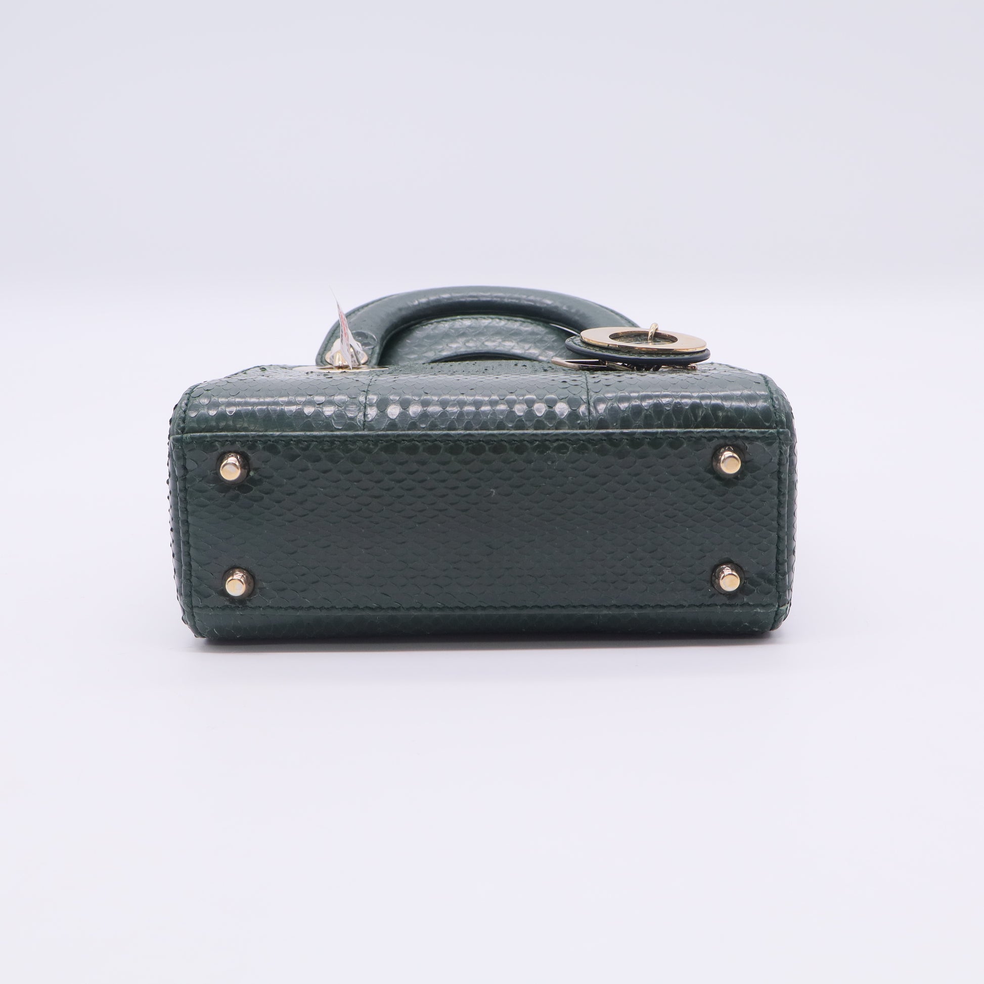 Christian Dior Shiny Snakeskin Mini Lady Dior Emerald Green twins LDJ3393