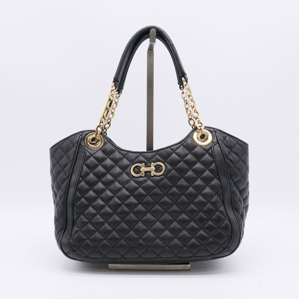 Salvatore Ferragamo Gancini Quilted Leather Tote Bag B23005