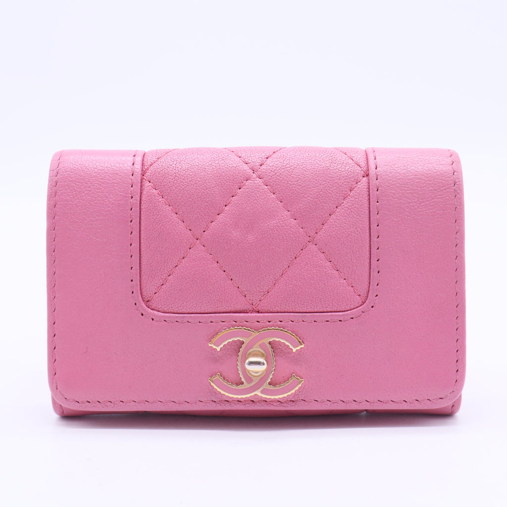Mademoiselle Vintage Card Holder on Chain Quilted Sheepskin Mini W20169
