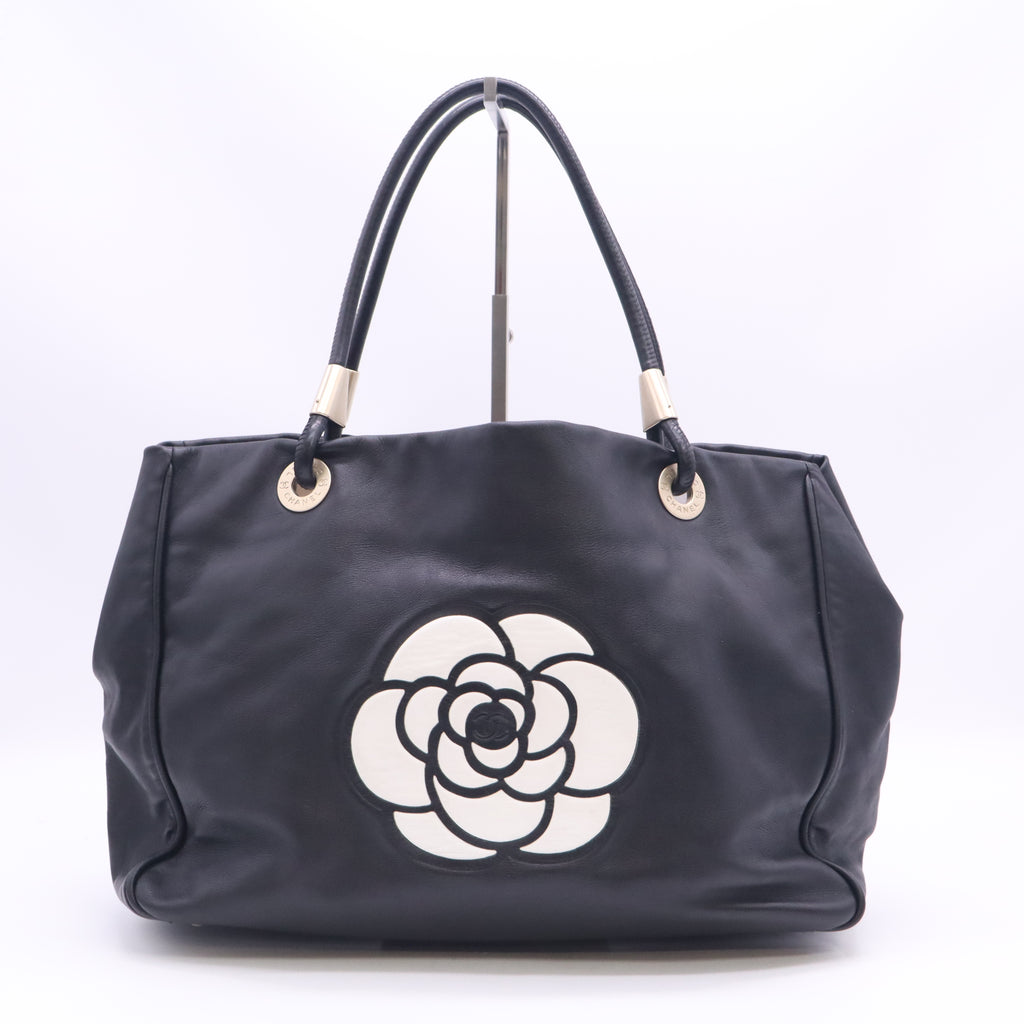 Chanel Lambskin Camellia Tote Black B24558