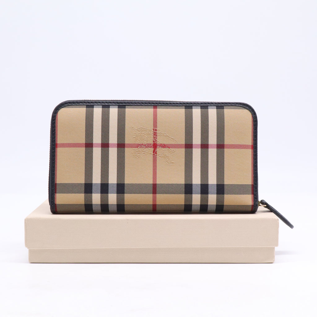 Burberry Haymarket Check Zip Around Wallet W21013