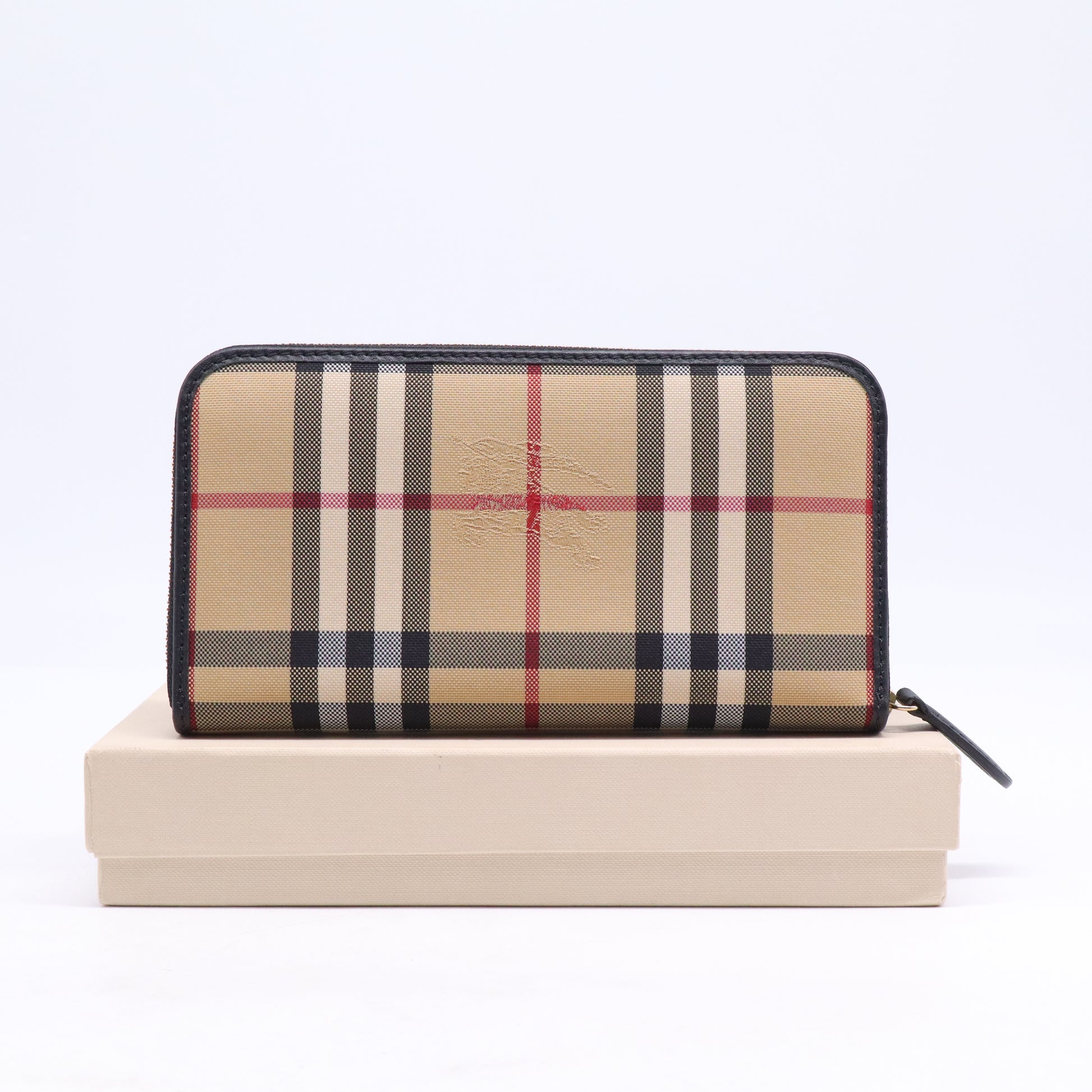 Burberry Haymarket Check Zip Around Wallet W21013