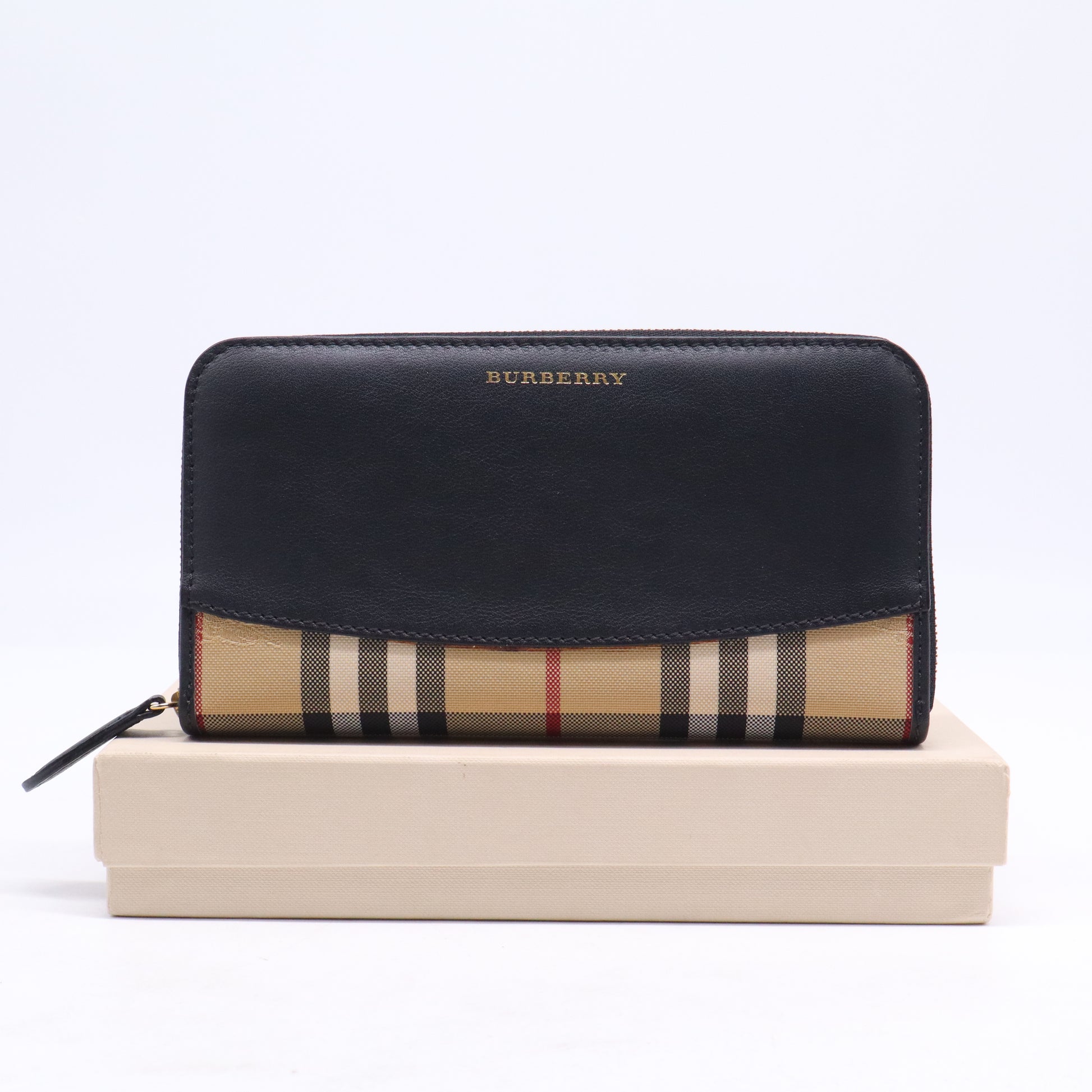 Burberry Haymarket Check Zip Around Wallet W21013