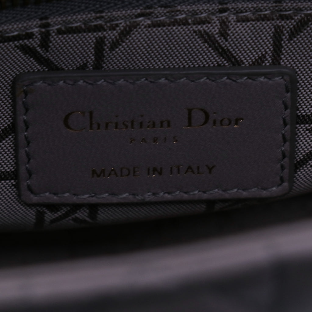 Christian Dior Grey Cannage Quilted Lambskin Leather Small Lady Dior Bag twins LDJ3918
