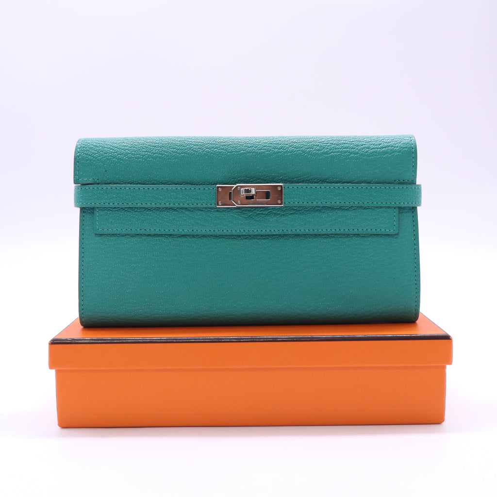Hermes Green Long Kelly Wallet twins LDZ619