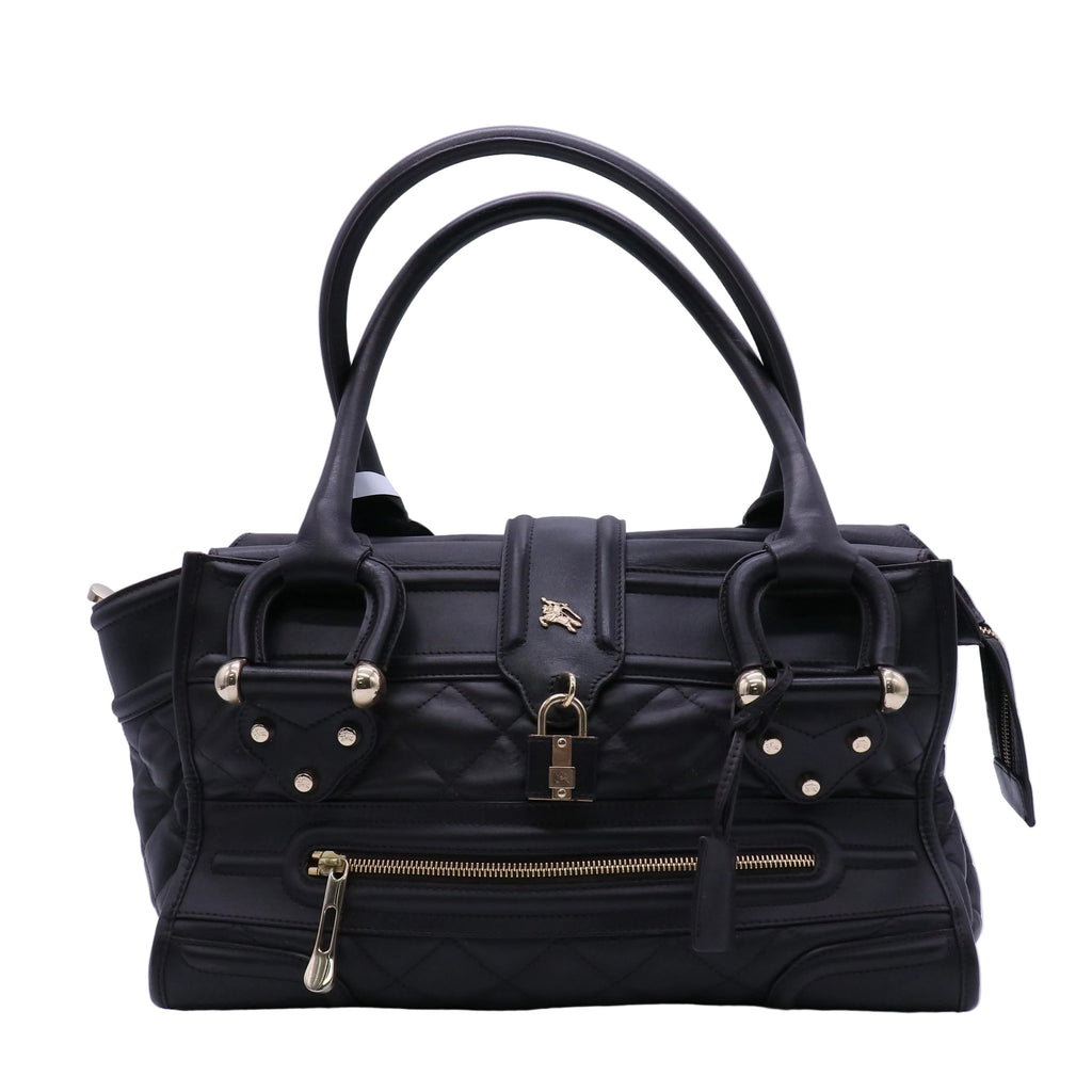 Burberry Black Quilted Leather Large Manor Tote Bag B20714