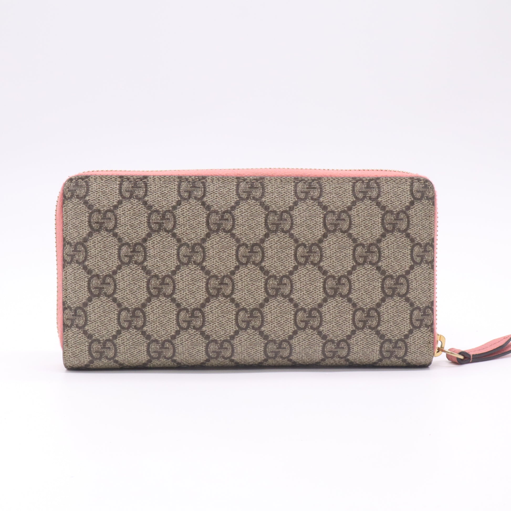 Gucci GG Supreme Monogram Embroidered Face Zip Around Wallet W22420