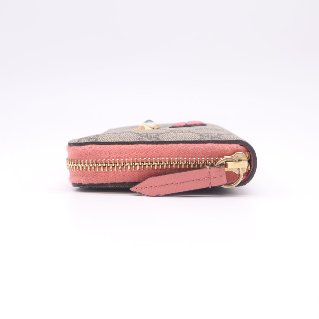 Gucci GG Supreme Monogram Embroidered Face Zip Around Wallet W22420